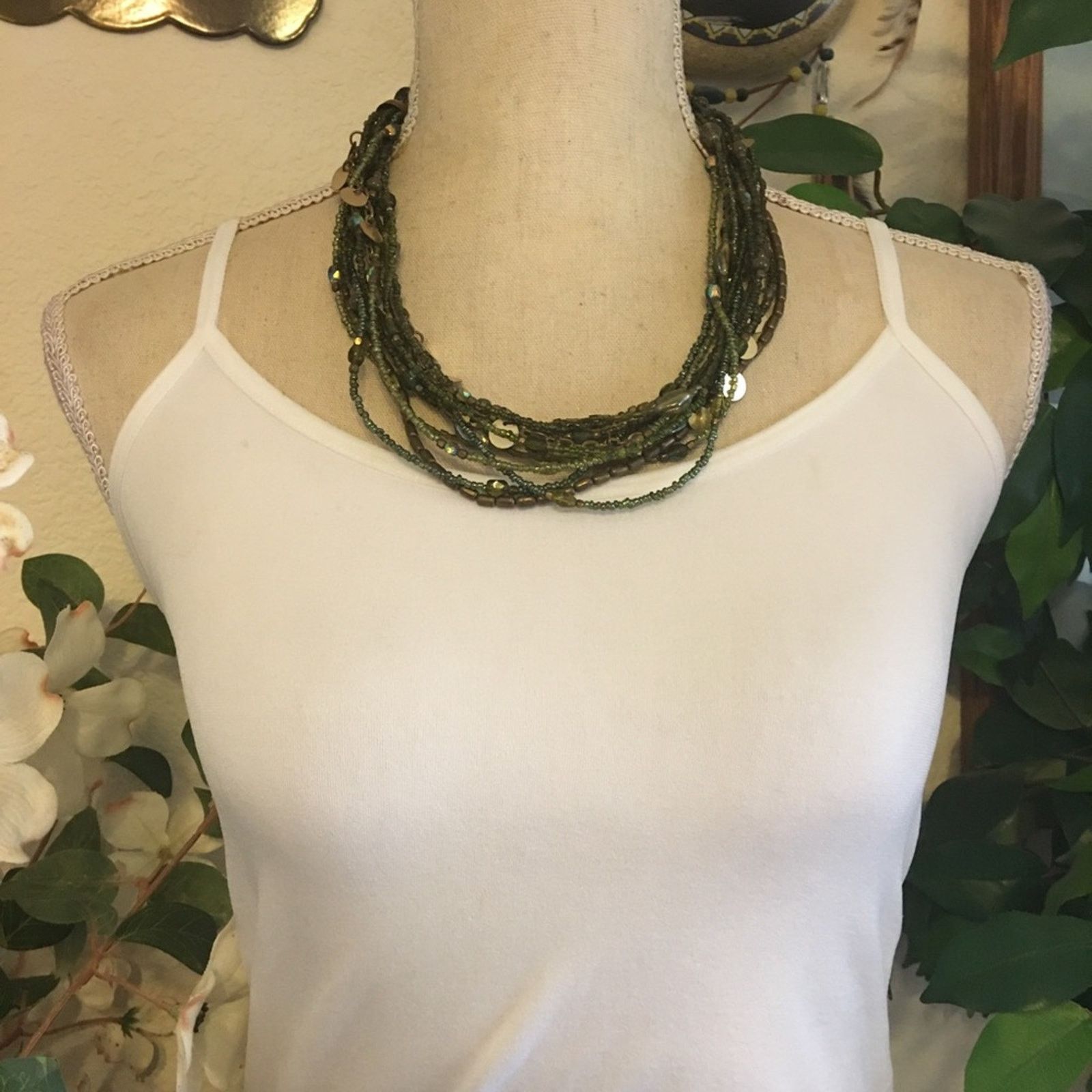 Vintage Vintage 90s forest tone glass & seed bead necklace Size ONE SIZE - 3 Thumbnail