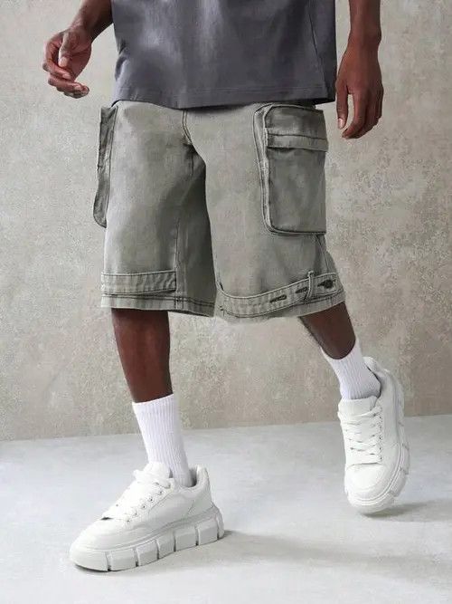 Jean Cargo Washed Y2k Shorts Jorts Denim Size US 32 / EU 48 - 1 Thumbnail