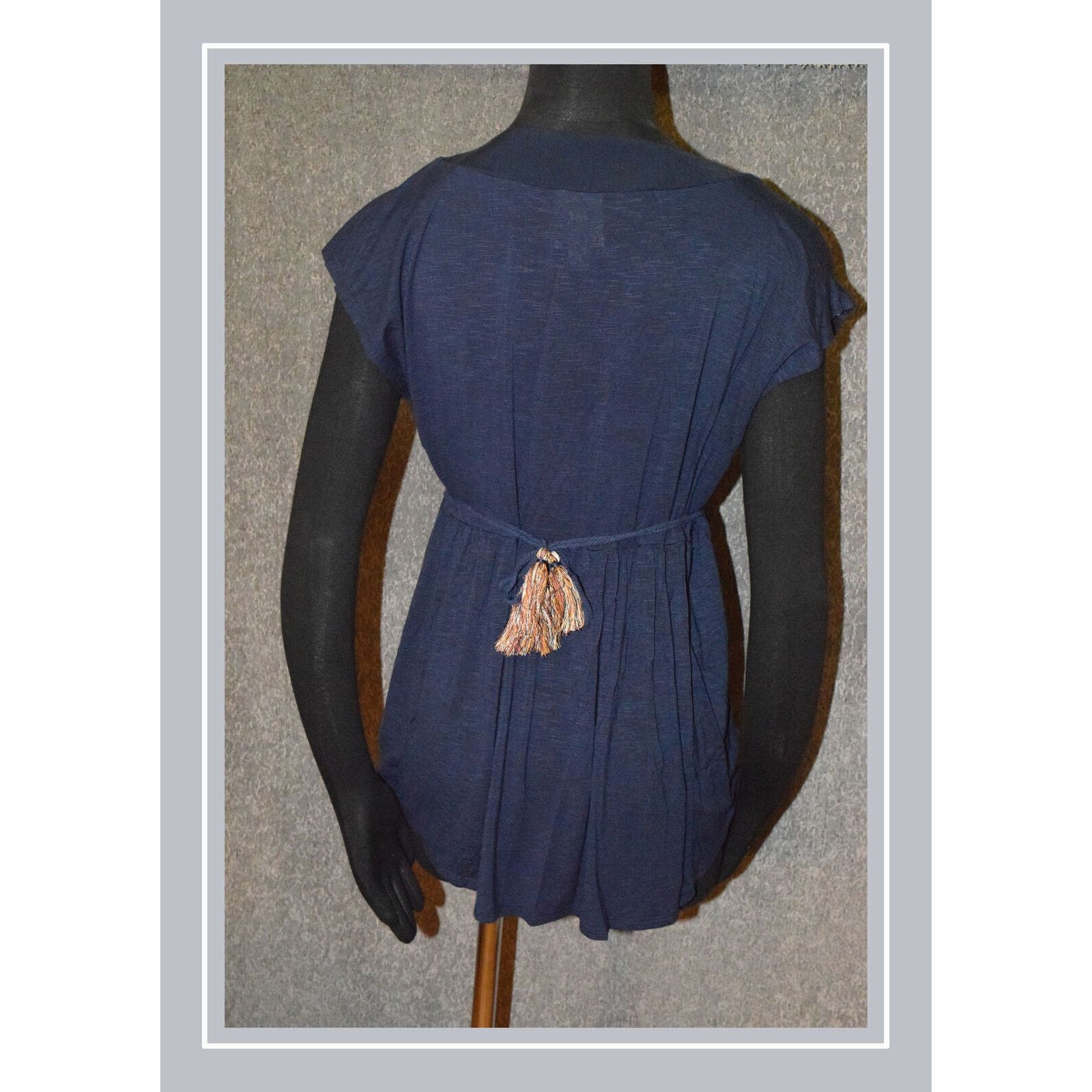 Vintage Knox Rose Navy Embroidered Princess Waist V-Neck Tunic SZ S Size S / US 4 / IT 40 - 4 Thumbnail
