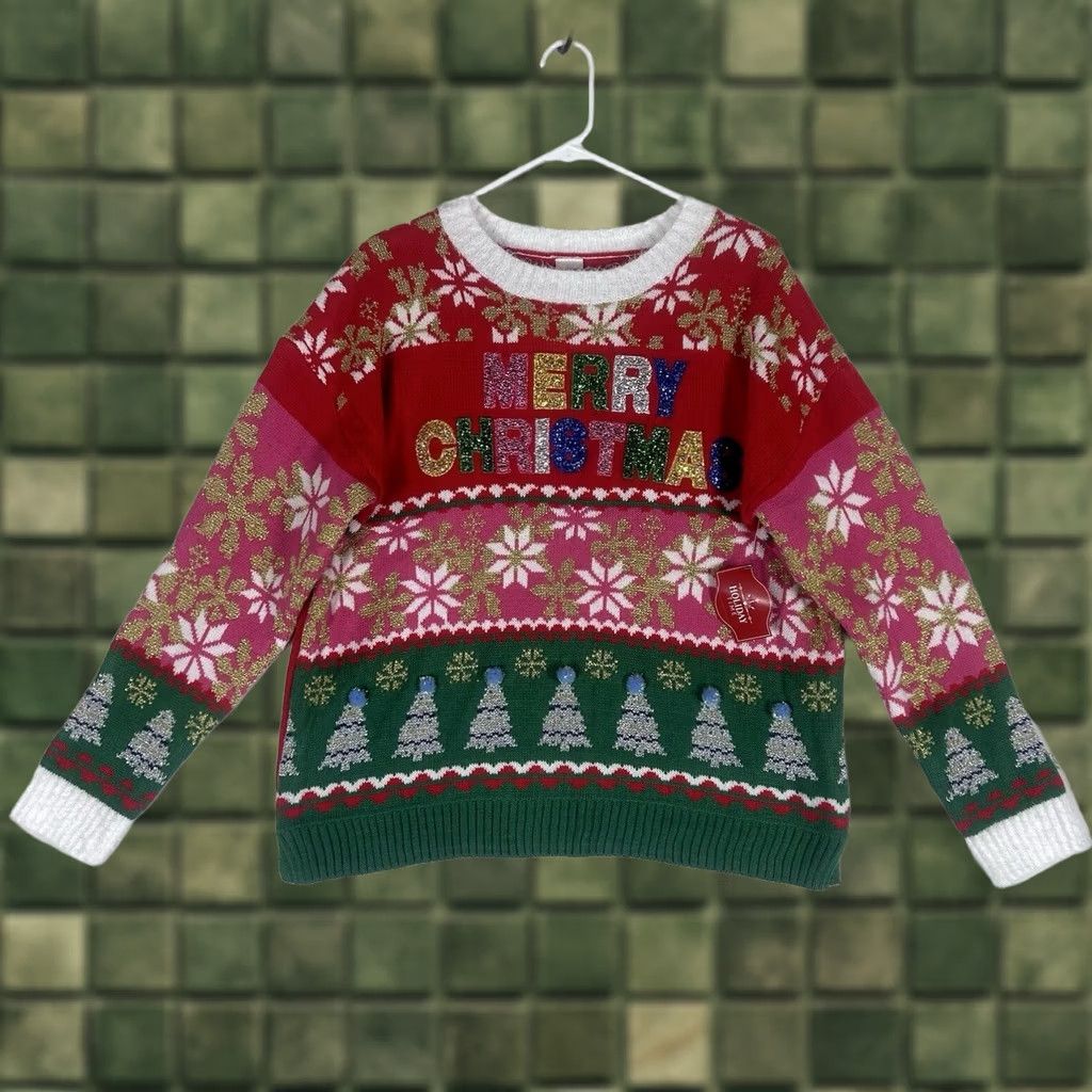 Vintage VINTAGE Ugly Christmas Sweater NEW Womens Juniors XL 16-18 Holiday Merry X-mas Red NWT Size XL / US 12-14 / IT 48-50 - 1 Thumbnail