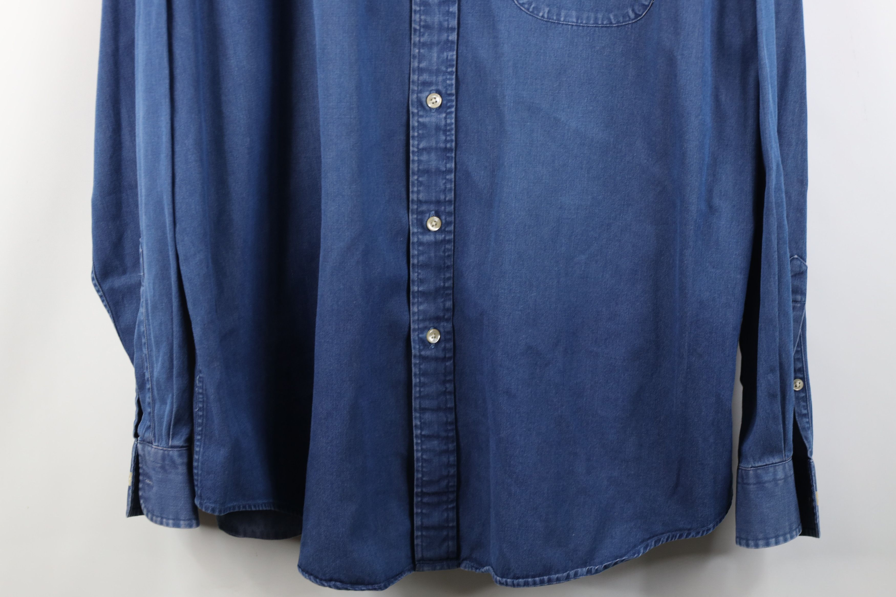 Lands' End Vintage 90s Lands End Collared Button Down Shirt Blue Cotton Size US XL / EU 56 / 4 - 3 Thumbnail