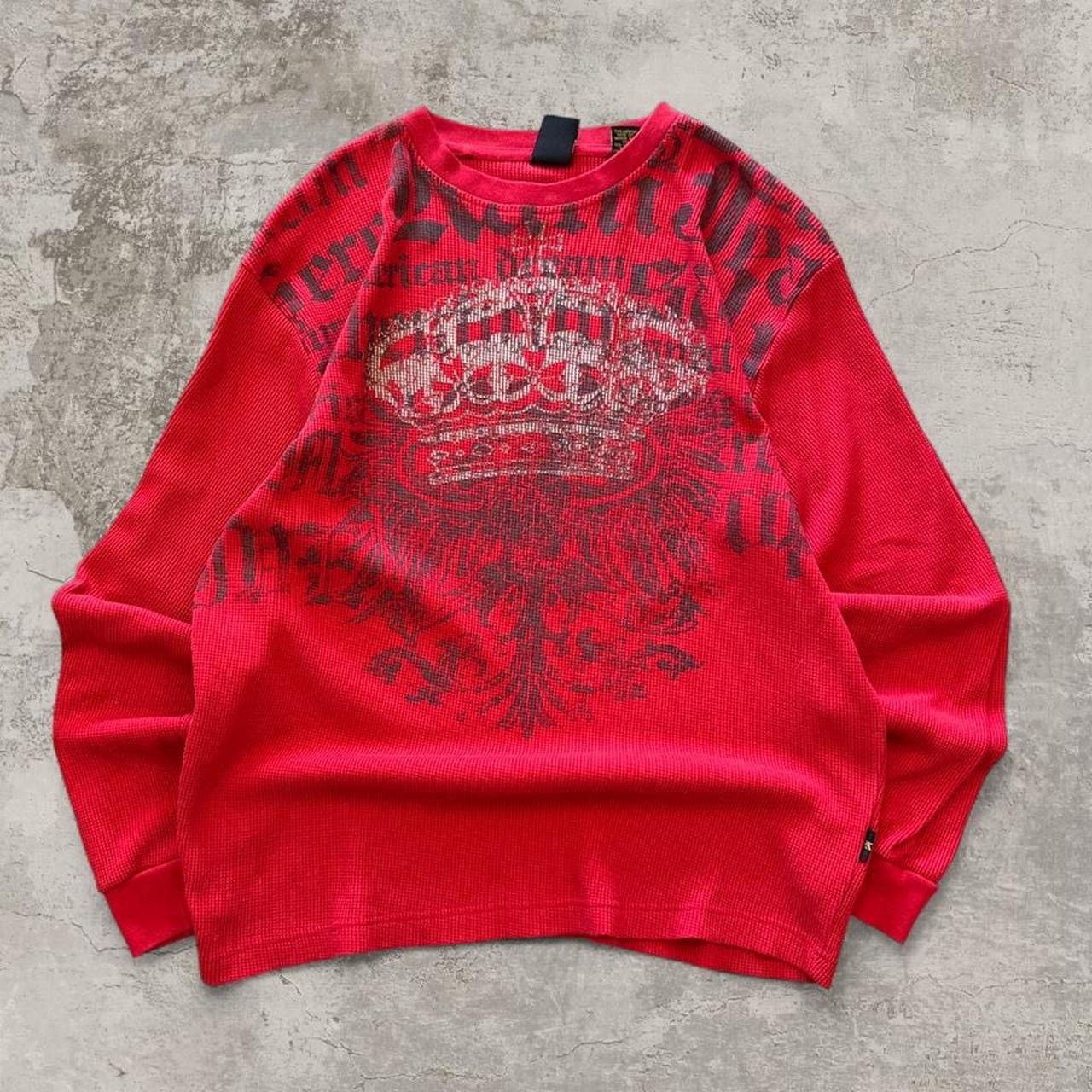 Affliction Y2K Affliction Style Red Waffle Knit Thermal Grunge Size XL Size US XL / EU 56 / 4 - 1 Thumbnail