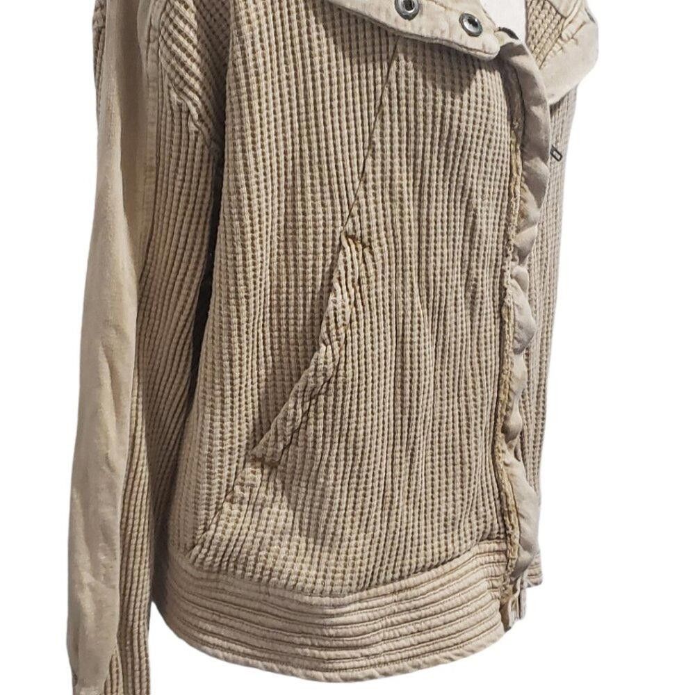 Free People CT1931 Free People Tan Zip Front Hoodie Size M / US 6-8 / IT 42-44 - 4 Thumbnail