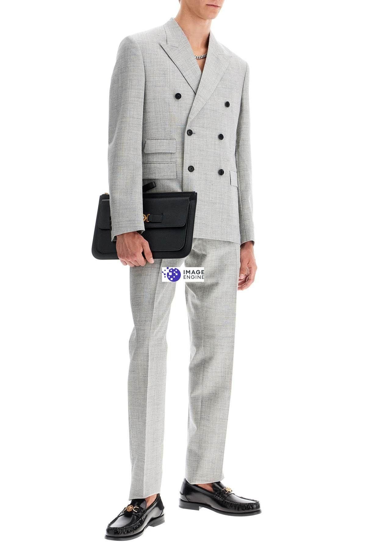 Versace AUTHENTIC VERSACE SUIT Gray Wool-Blend Double-Breasted Size 38R - 2 Thumbnail