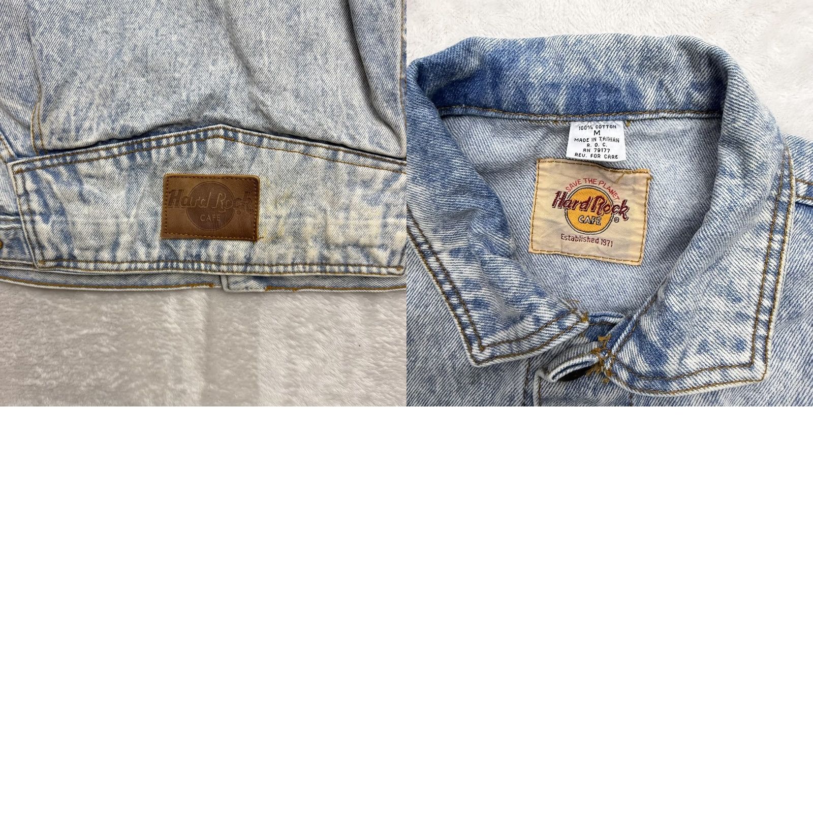 Hard Rock Cafe VINTAGE Hard Rock Cafe Jacket Mens M Blue Denim 80s Bomber Logo Embroidered Rock College? Size US M / EU 48-50 / 2 - 10 Thumbnail