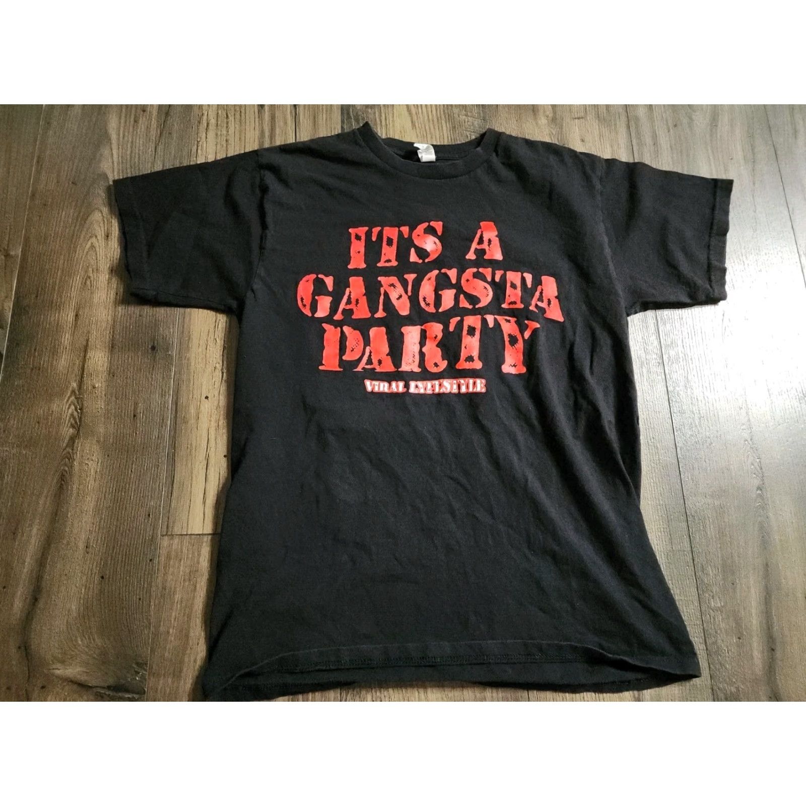 Vintage Mens M Gangsta Party No Rats Allowed T Shirt Double Sided Hip Hop Alstyle Apparel & Activewear Short Sleeve Crew Neck Cotton Black Regular Mens Size US M / EU 48-50 / 2 - 2 Thumbnail