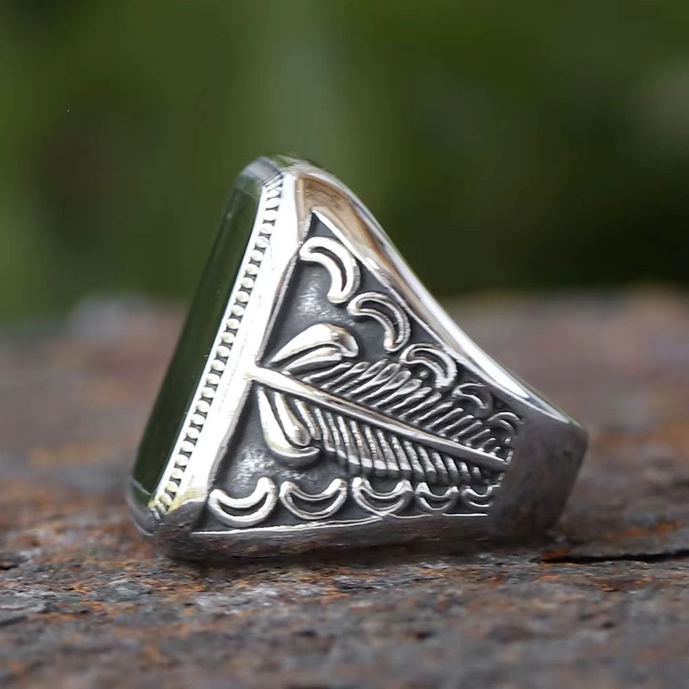 Jewelry Black Onyx Stone Punk Rings Religious Size ONE SIZE - 4 Thumbnail