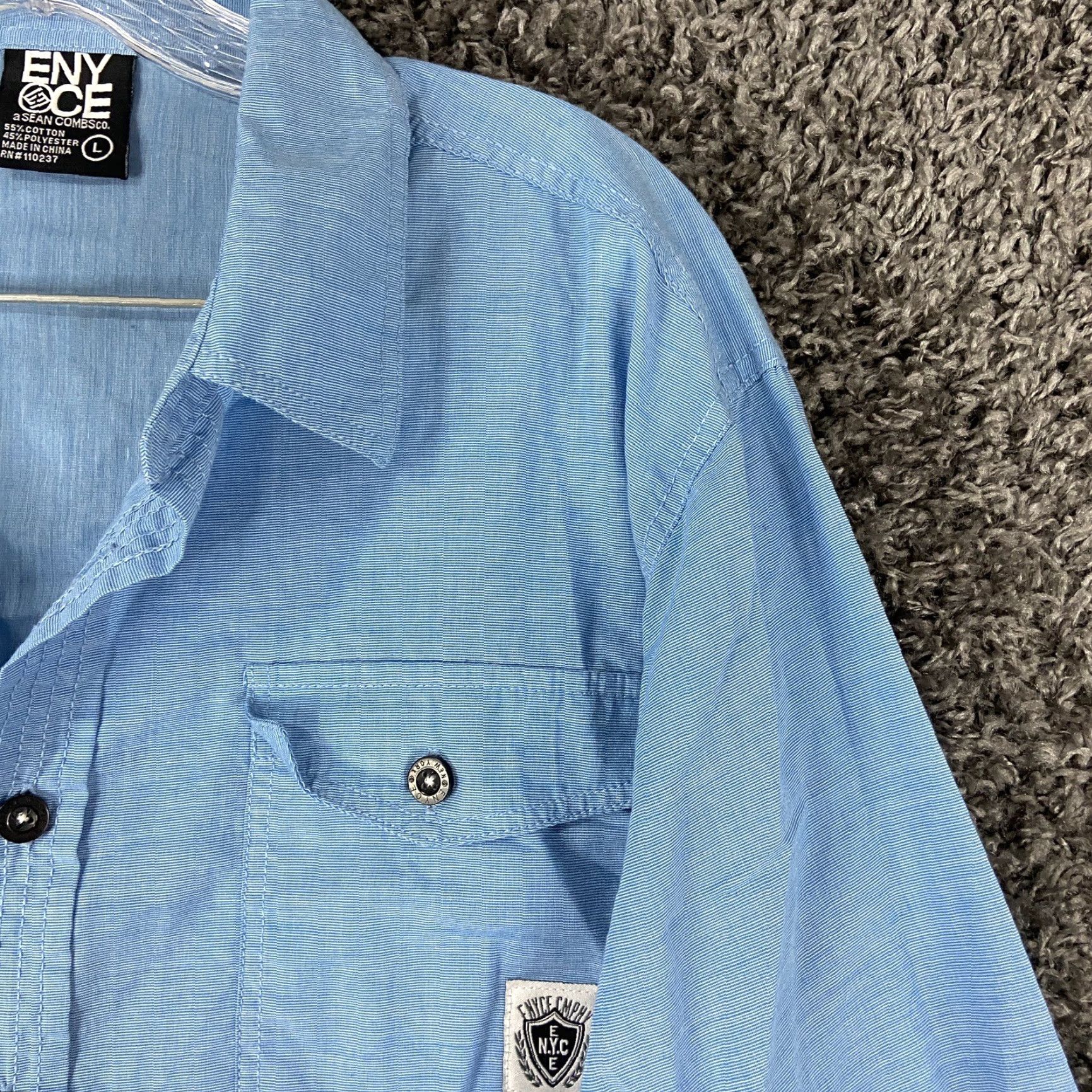 Vintage VINTAGE Enyoce A Sean Combs Co. Shirt Button-Up Long Sleeve Men L Blue 90s Mens Shirt Size US L / EU 52-54 / 3 - 5 Thumbnail