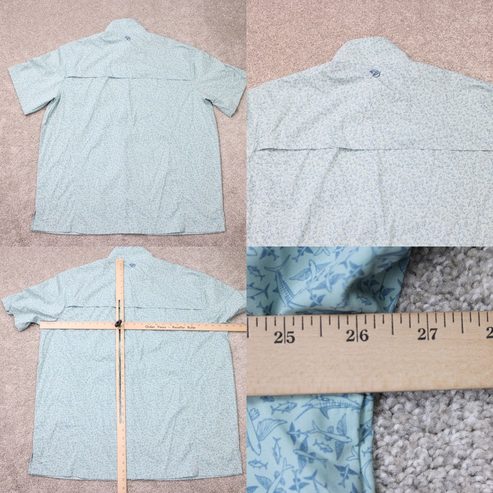 Vintage Gillz AOP Shirt Mens XL Blue Fish All Over Print Polyester Stretch Long Sleeve Size US XL / EU 56 / 4 - 9 Thumbnail