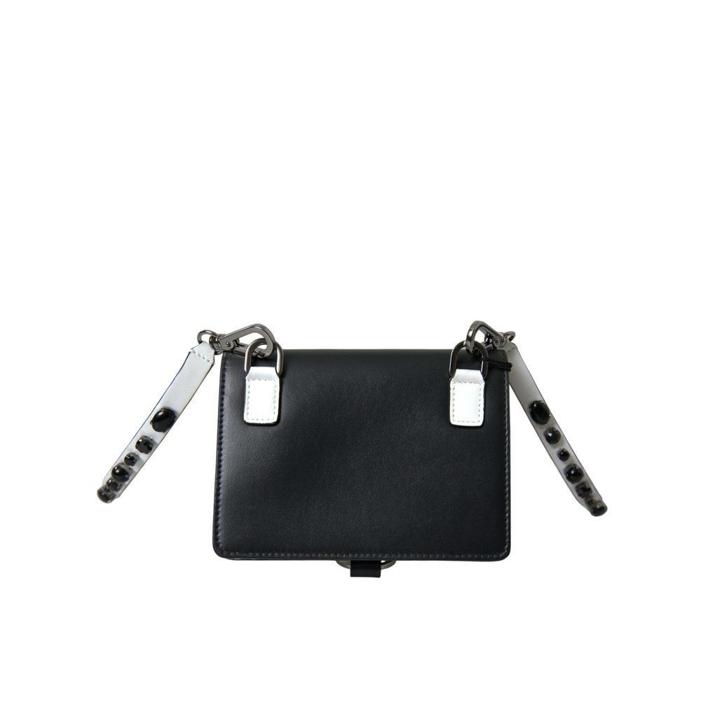 Dolce & Gabbana Dolce & Gabbana Black White Leather Crystal Embellished Card Size ONE SIZE - 3 Thumbnail