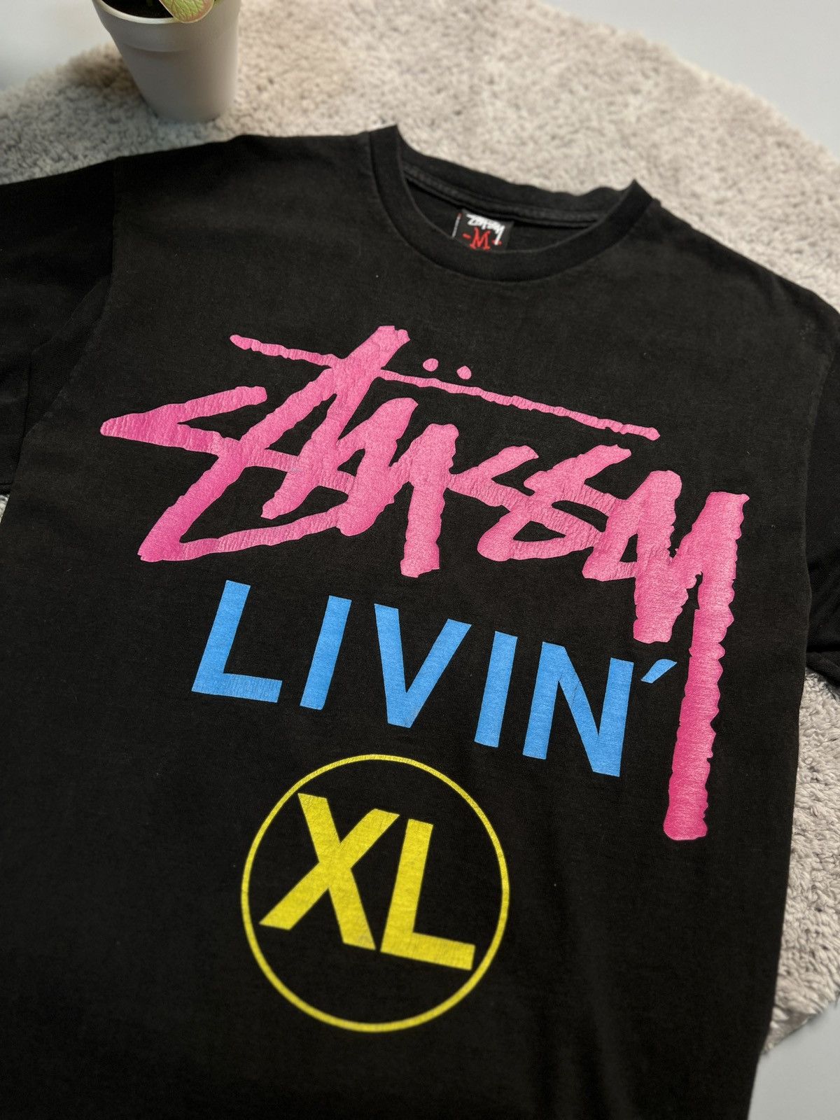 Stussy × Vintage Vintage 2000s Stussy LIVIN XL Black T-shirt Size US M / EU 48-50 / 2 - 3 Thumbnail