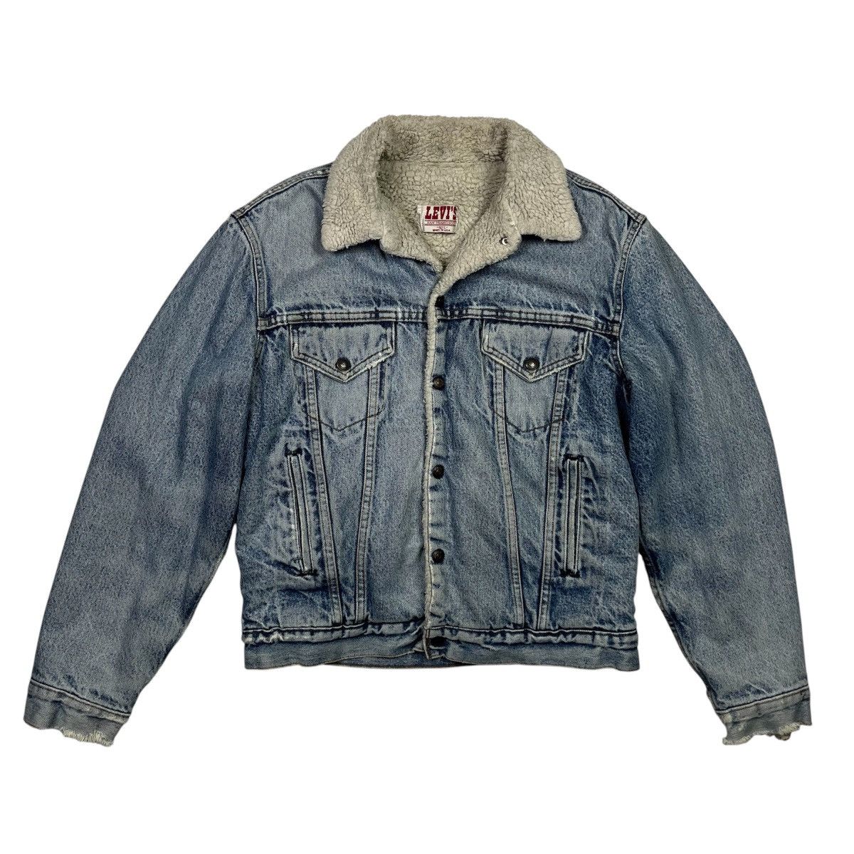 Levi's Vintage Clothing × Vintage 90s Levi’s Vintage Clothing Denim Sherpa Jacket Made in USA Size US L / EU 52-54 / 3 - 1 Thumbnail