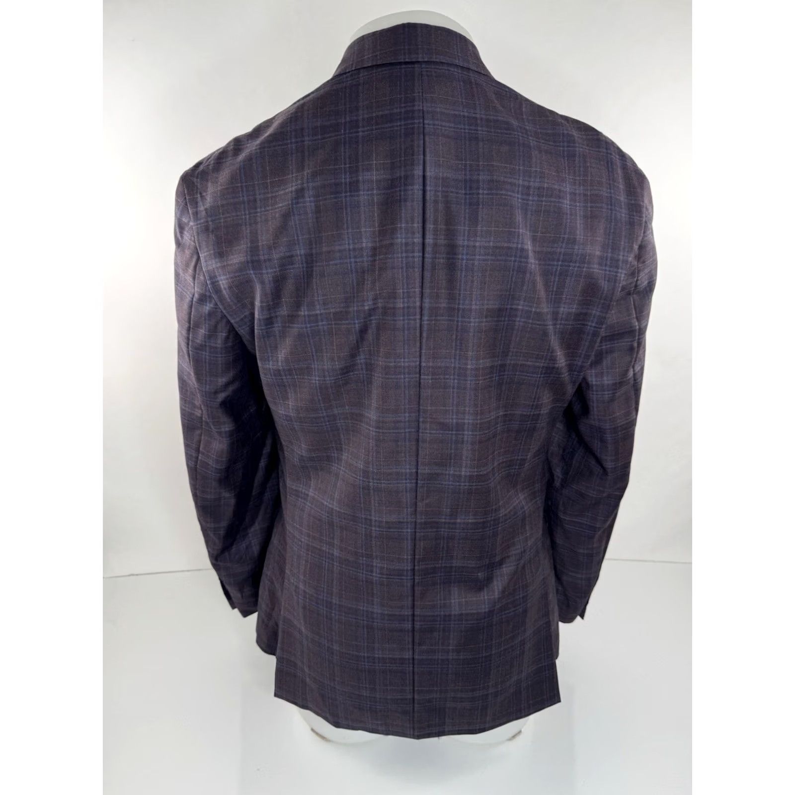 Bloomingdale's Bloomingdale's Blazer - Wool Plaid 40R - Men - Jacket - Purple / Blue - 548 MSRP Size 40R - 3 Thumbnail