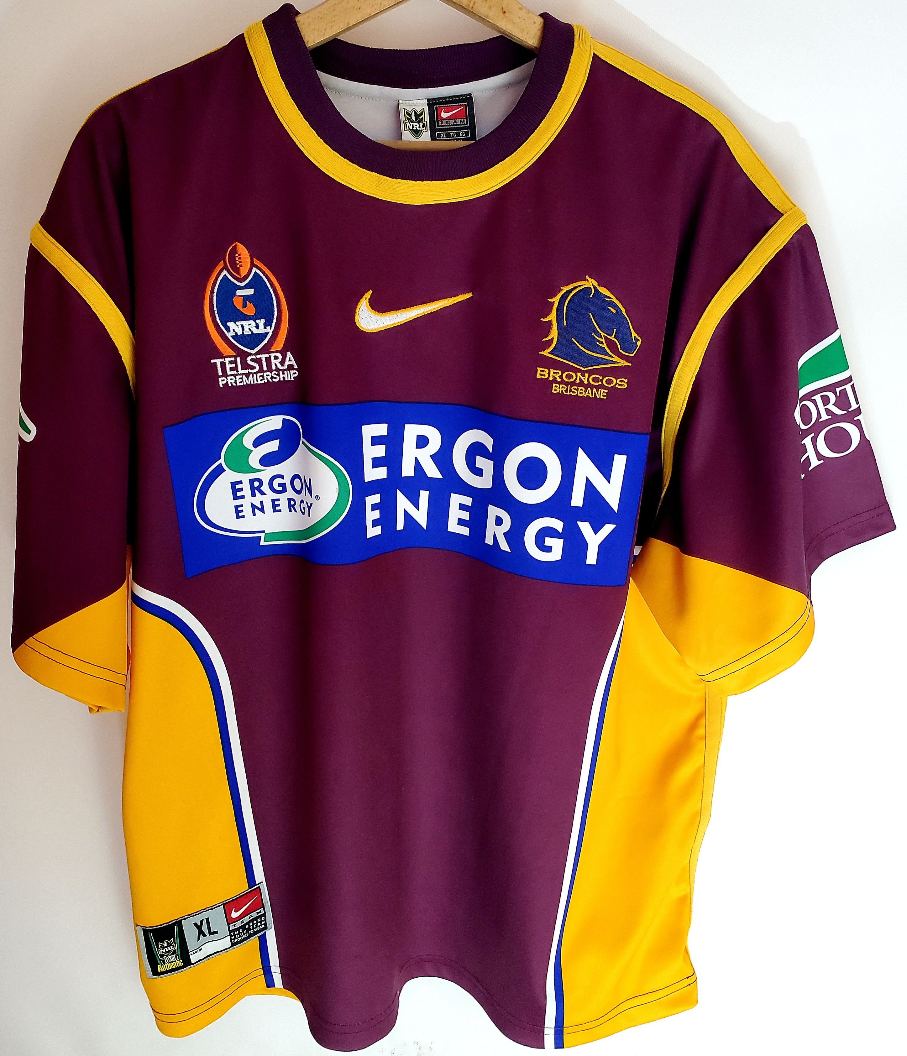 Vintage Nike Brisbane Broncos Authentic Rugby Jersey XL