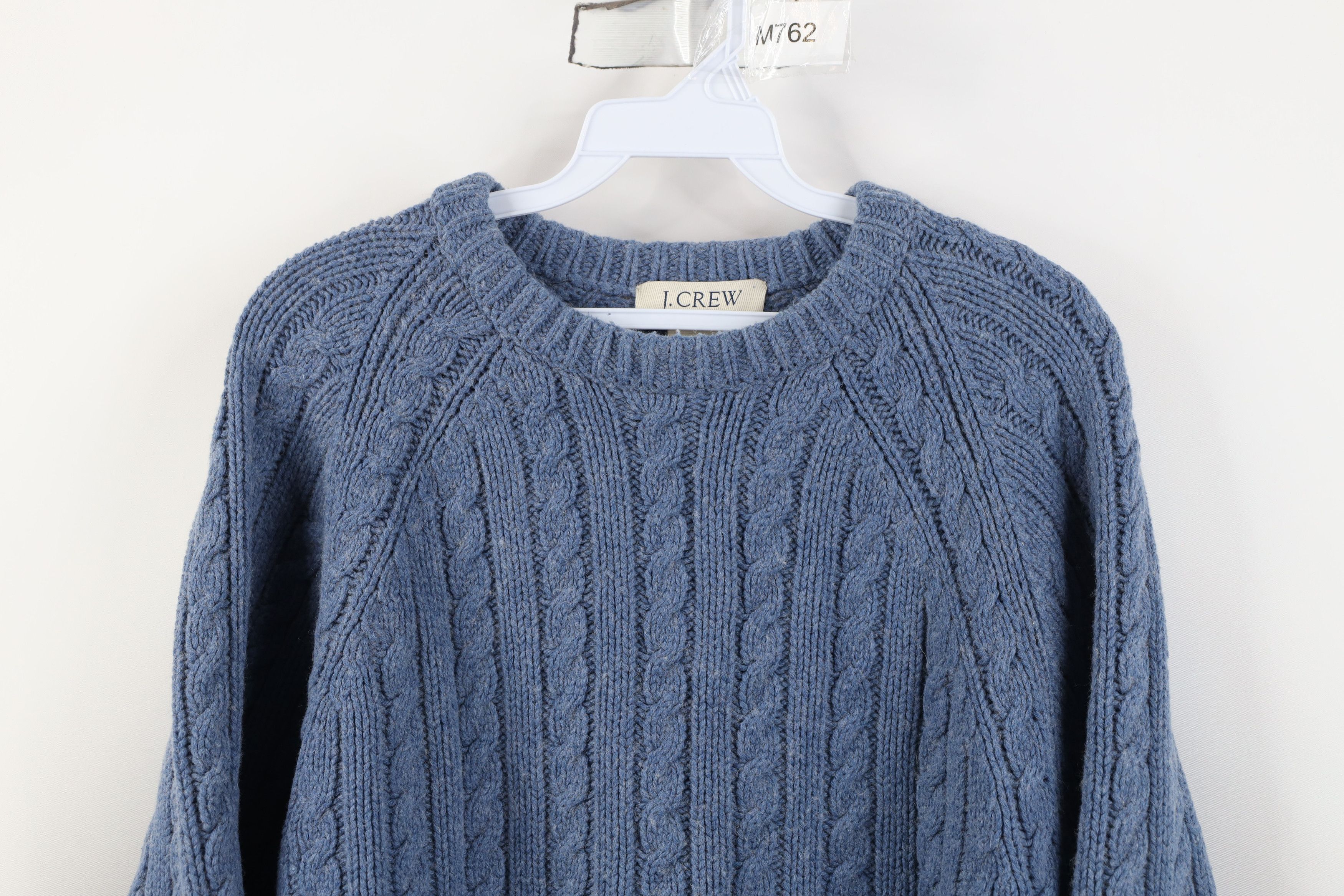 J.Crew Vintage 90s J Crew Wool Cable Knit Fisherman Sweater Blue Size US L / EU 52-54 / 3 - 2 Thumbnail