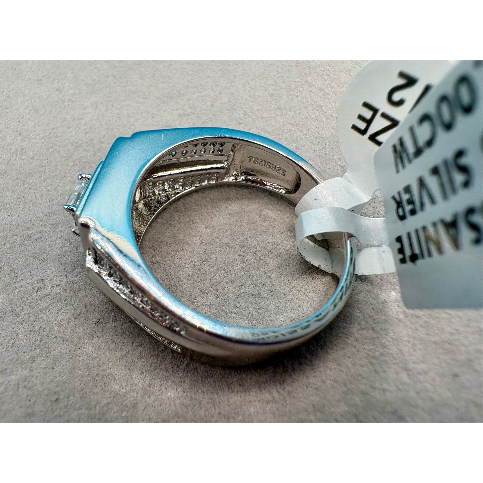 Jewelry Sz. 12 - 3ct Moissanite Stamped 925 Sterling Silver Men Ring Size ONE SIZE - 7 Thumbnail