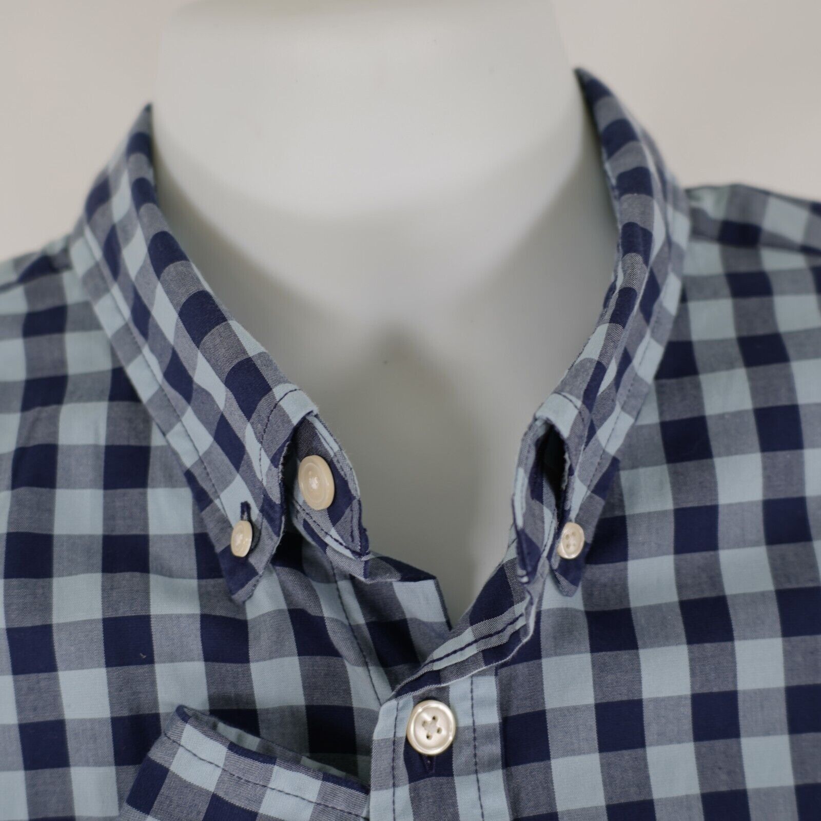 Abercrombie & Fitch Abercrombie & Fitch Blue Plaid Pocket Front Collared Cotton Size US L / EU 52-54 / 3 - 3 Thumbnail