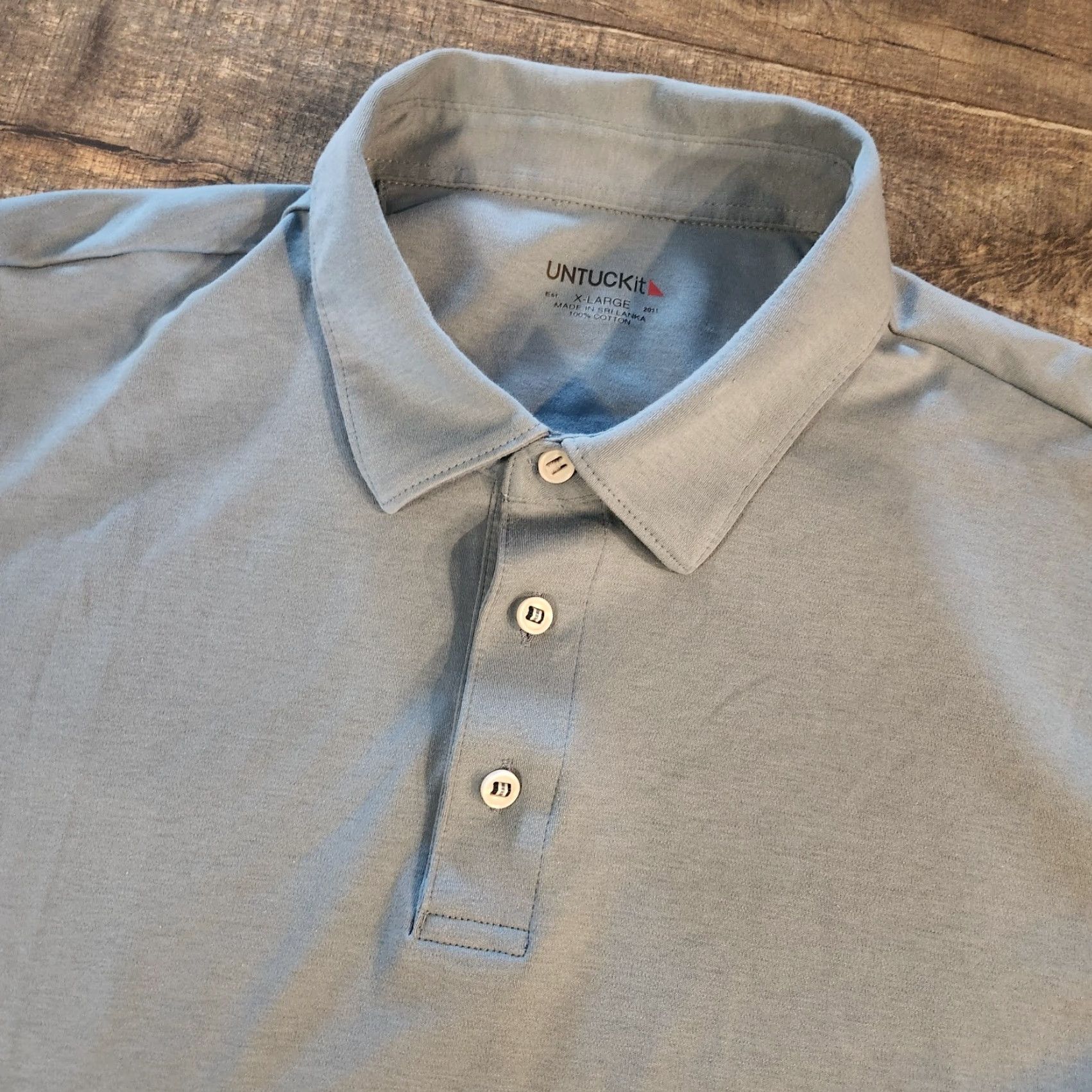 UNTUCKit UNTUCKit Polo Men's XL Long Sleeve Damaschino Light Blue Regular Fit Shirt Size US XL / EU 56 / 4 - 3 Thumbnail