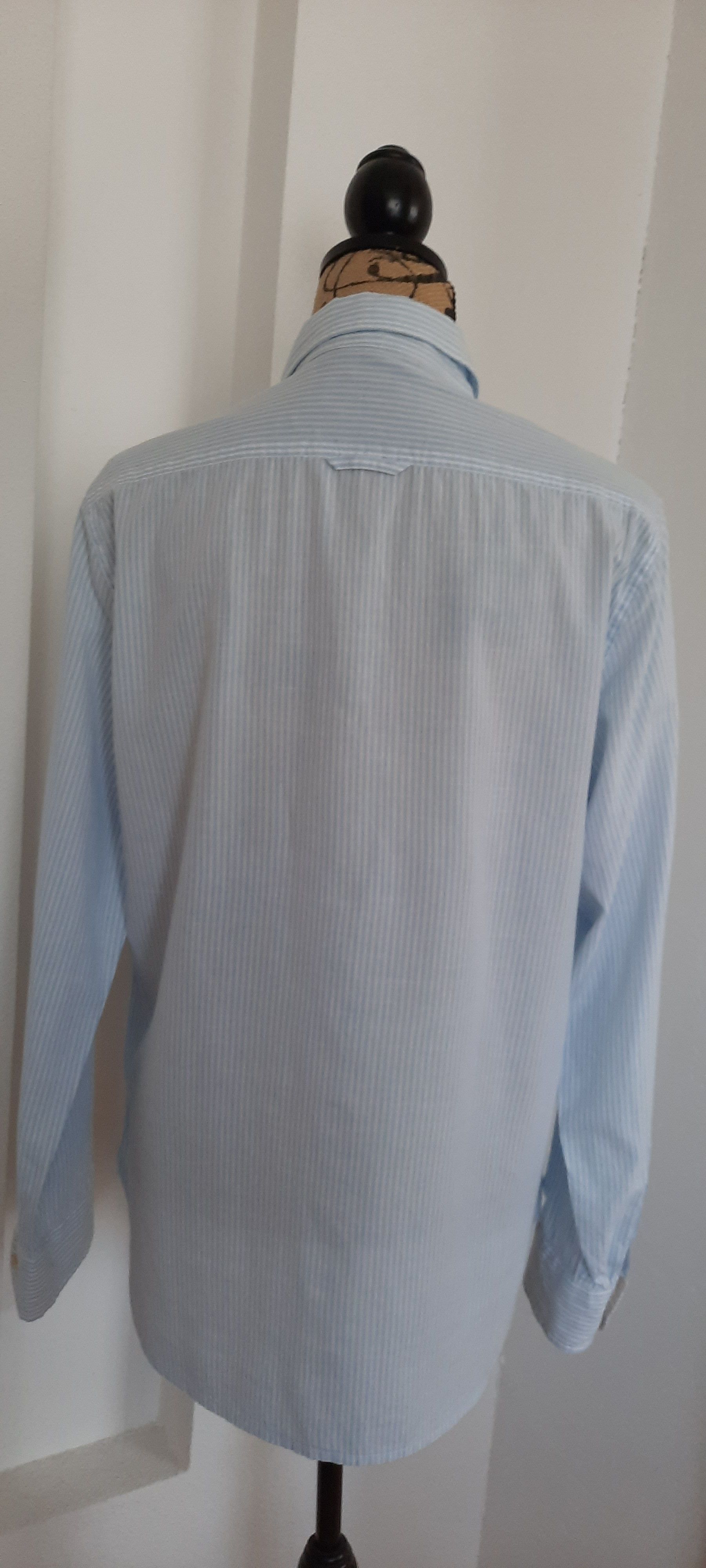 Replay REPLAY Men's Long-Sleeved Shirt, Blue and White Striped, M Size US M / EU 48-50 / 2 - 4 Thumbnail