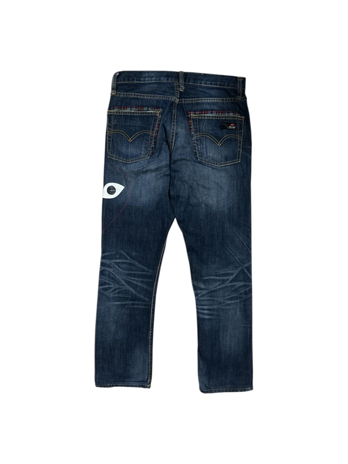 Junya Watanabe Levi’s x CDG Play Heart Logo Plaid Patchwork Denim Jeans Size US 30 / EU 46 - 7 Thumbnail