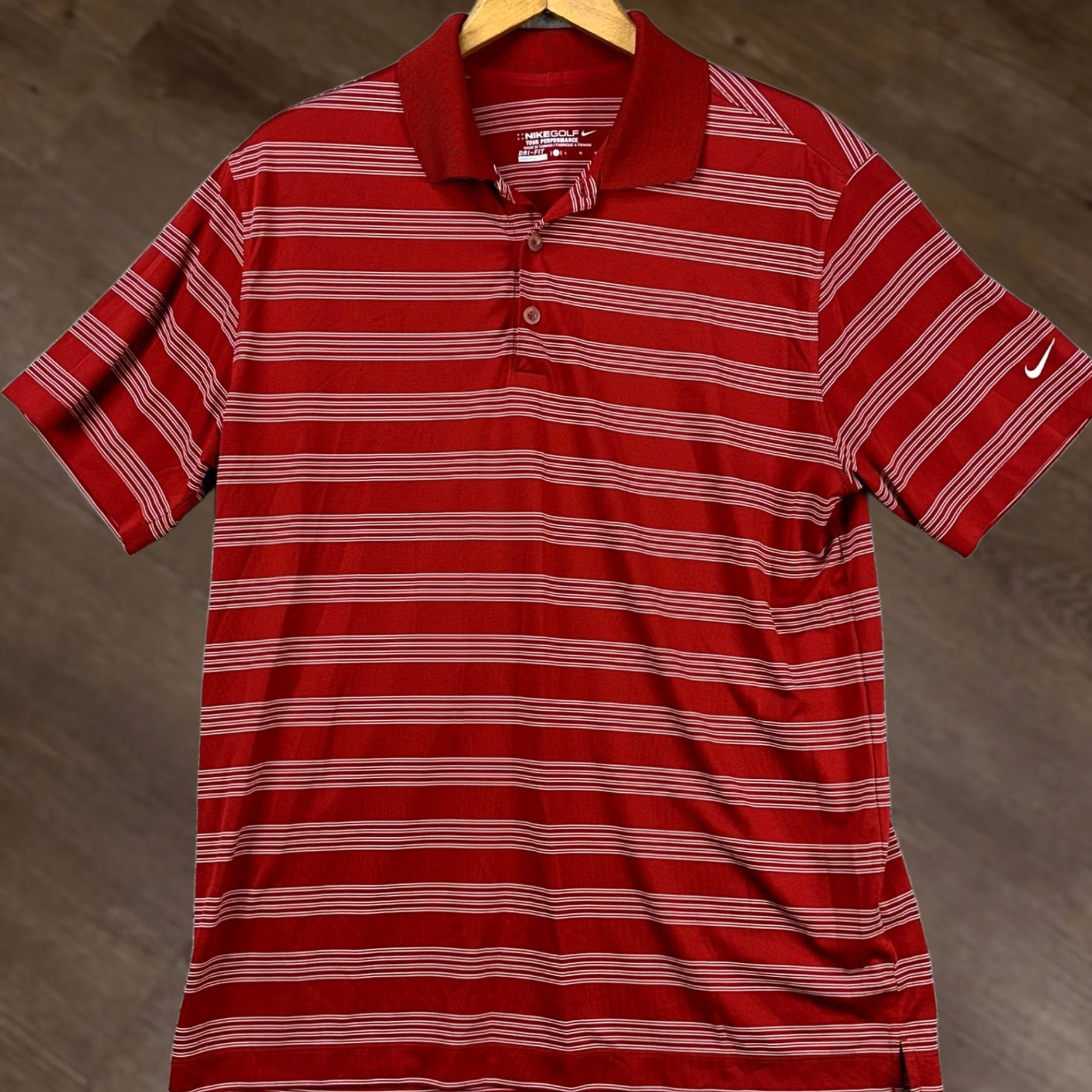 Nike Nike Dri Fit Golf Polo Shirt Mens Large Red White Stripes Tour Performance Rugby Size US L / EU 52-54 / 3 - 1 Thumbnail