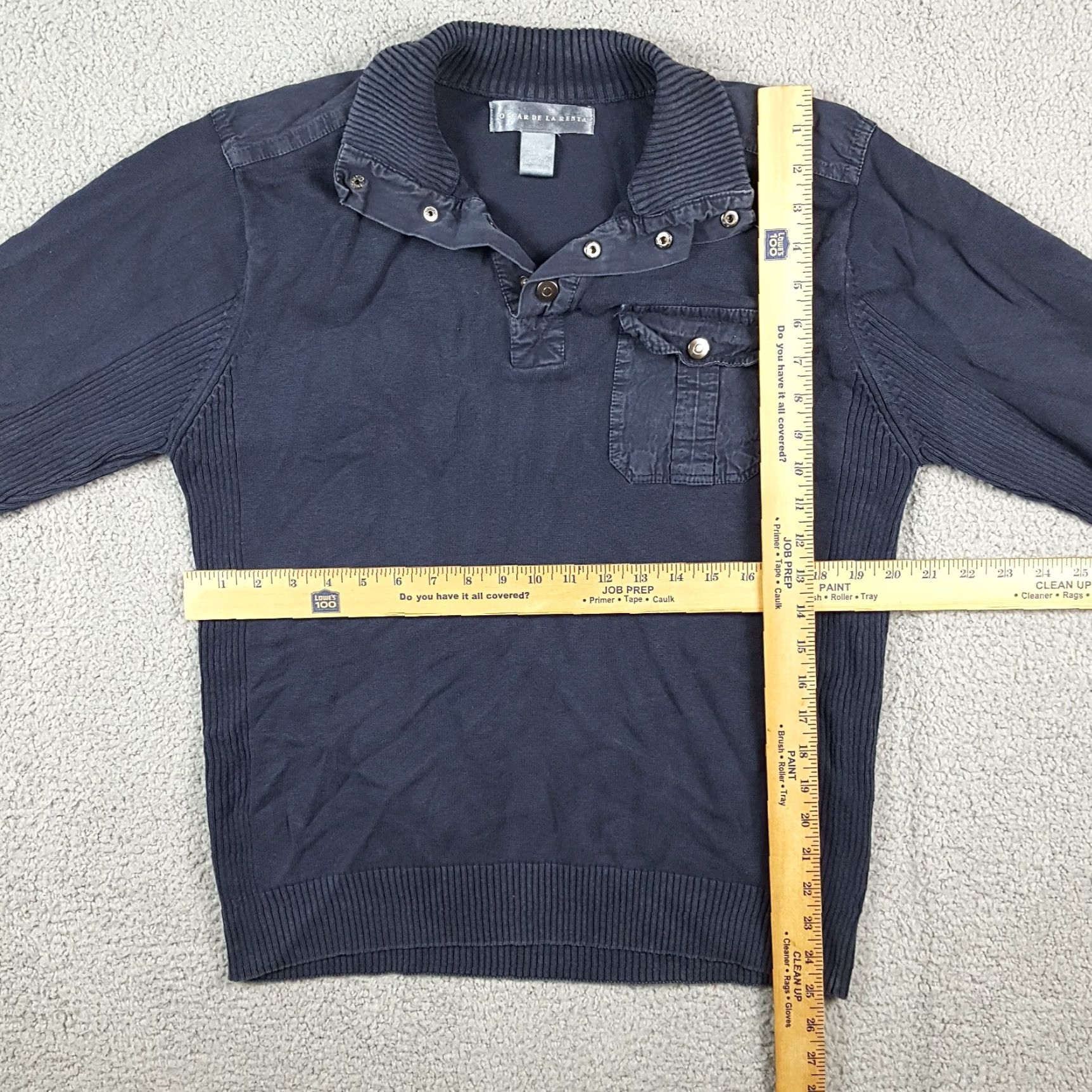 Oscar De La Renta VINTAGE Oscar de la Renta Sweater Knit Pullover Long Sleeve Crew Neck Pockets 90s Casual Men Medium Navy Blue Size US M / EU 48-50 / 2 - 7 Thumbnail