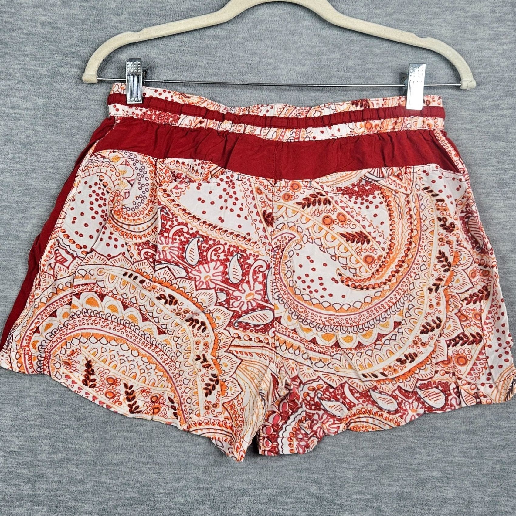 Anthropologie Hei Hei Red White Paisley Pull-On Short S Womens Cotton Medium Stretch Casual Modern - Size 28" / US 6 / IT 42 - 5 Thumbnail