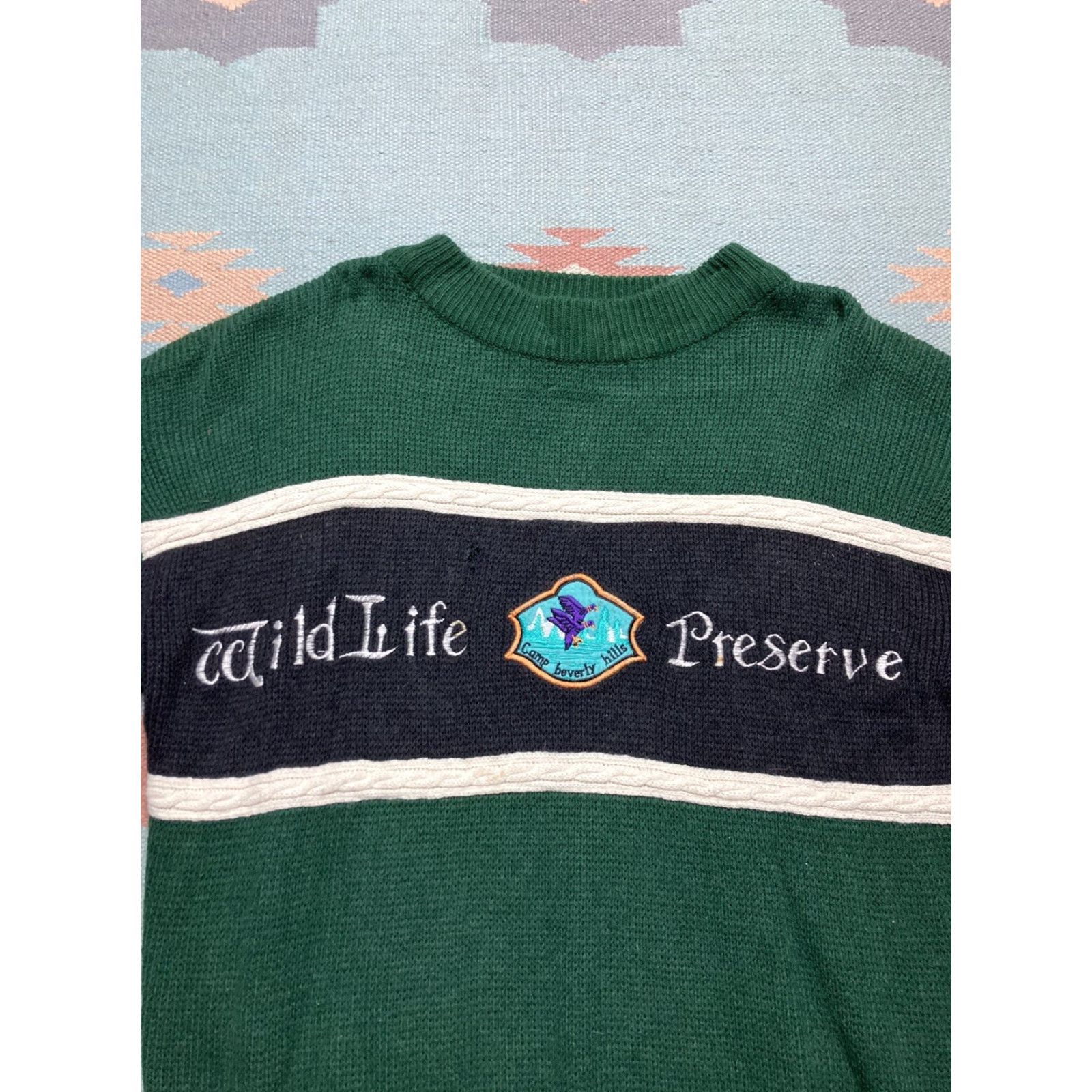 Vintage VINTAGE Animal Men Sweater Knit Pullover Green M Medium Ducks Animals Camp Beverly Hills Wildlife Preserve Size US M / EU 48-50 / 2 - 2 Thumbnail