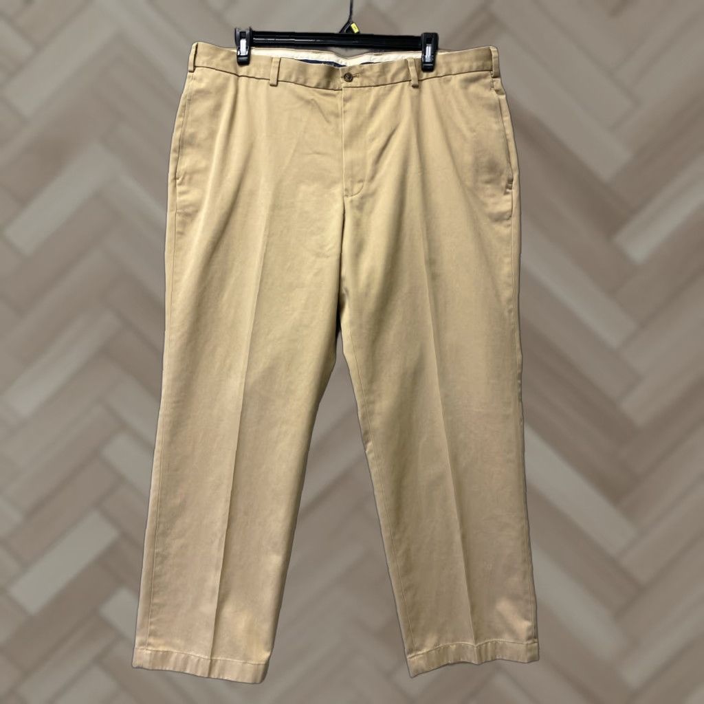 BROOKS BROTHERS Mens Clark Fit Cotton Chino Pants 42X30 Khaki Dark Ginger /154-4 Regular Mens
