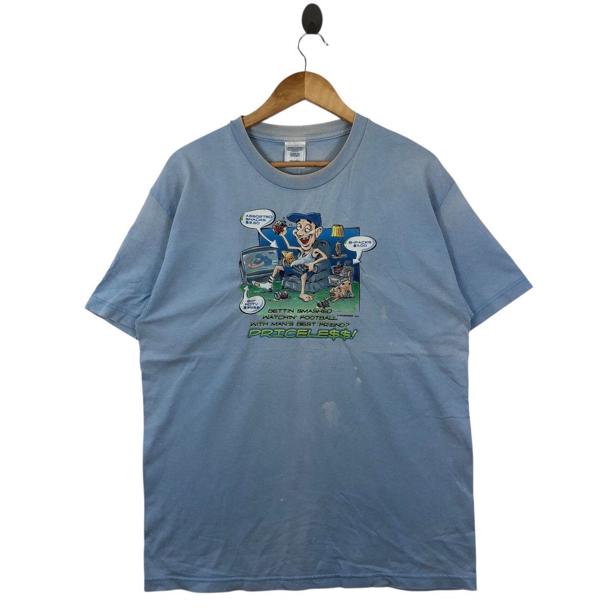 Vintage Vintage 90s Cartoon Gettin Smashed Watchin Football TShirt Size US L / EU 52-54 / 3 - 1 Thumbnail