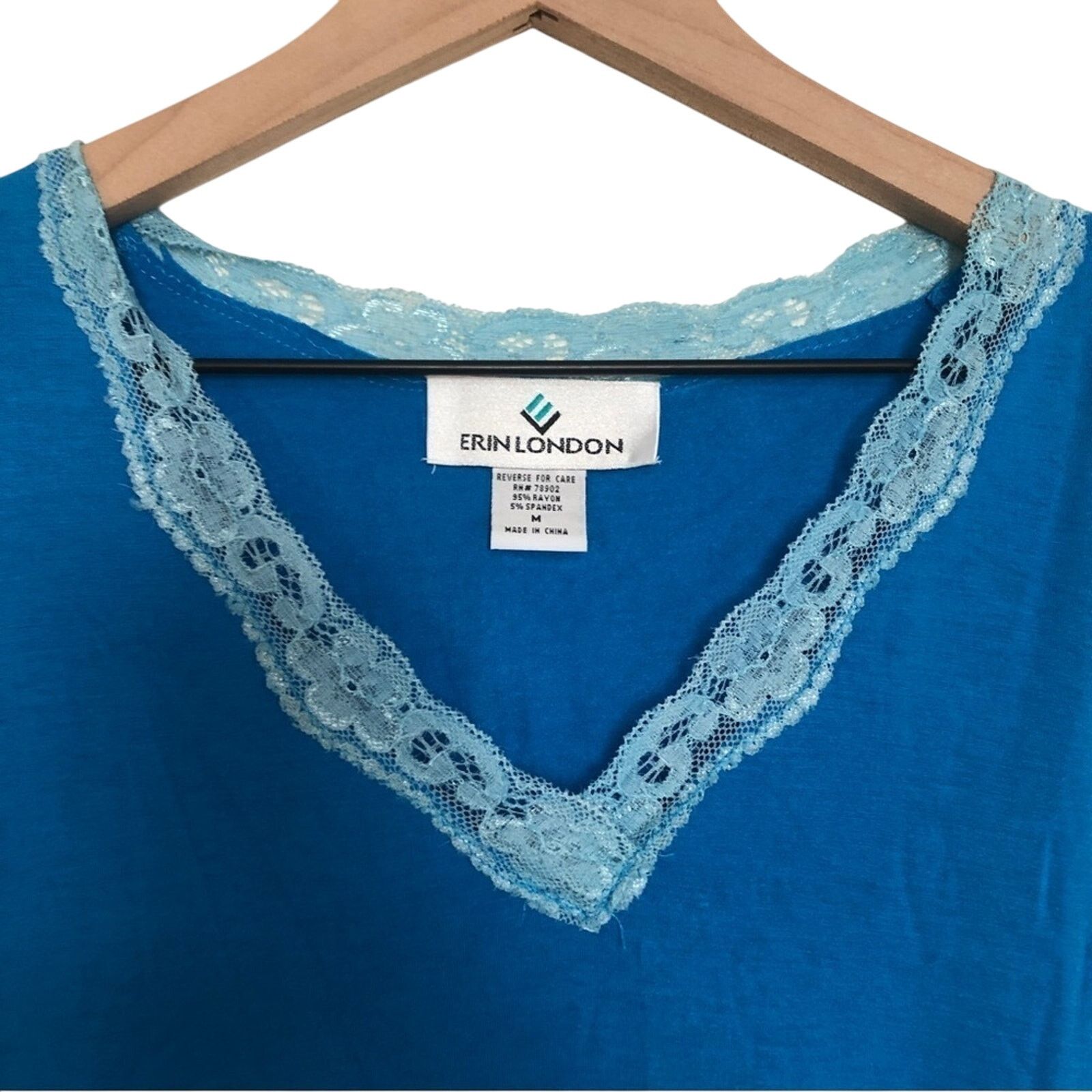 Other Vintage Y2K Blue Lace Trim V-Neck Sleeveless Tank Top Shirt Size M / US 6-8 / IT 42-44 - 4 Thumbnail