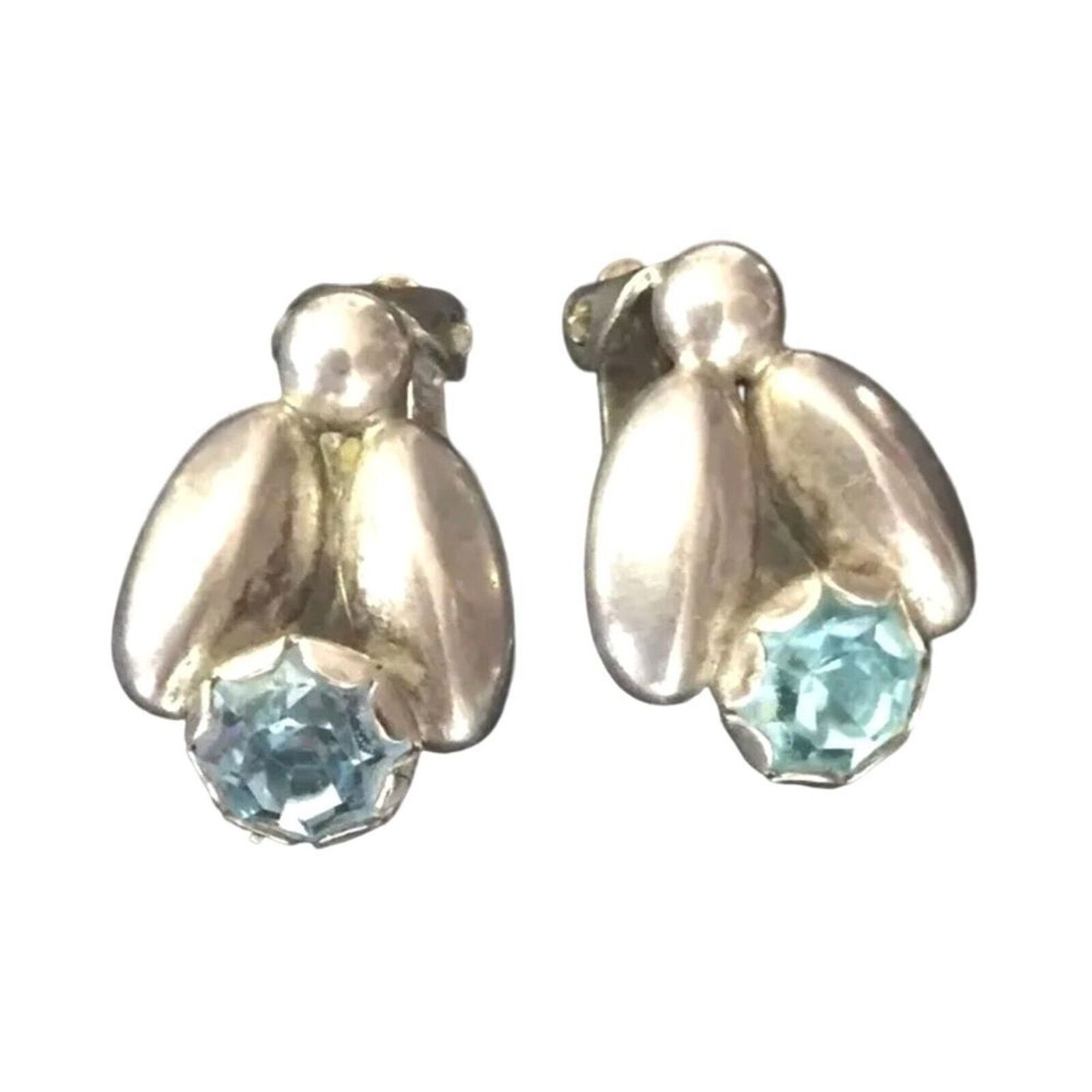 The Unbranded Brand Max Standager Earrings Round Aquamarine Sterling Silver 925 Size ONE SIZE - 1 Thumbnail