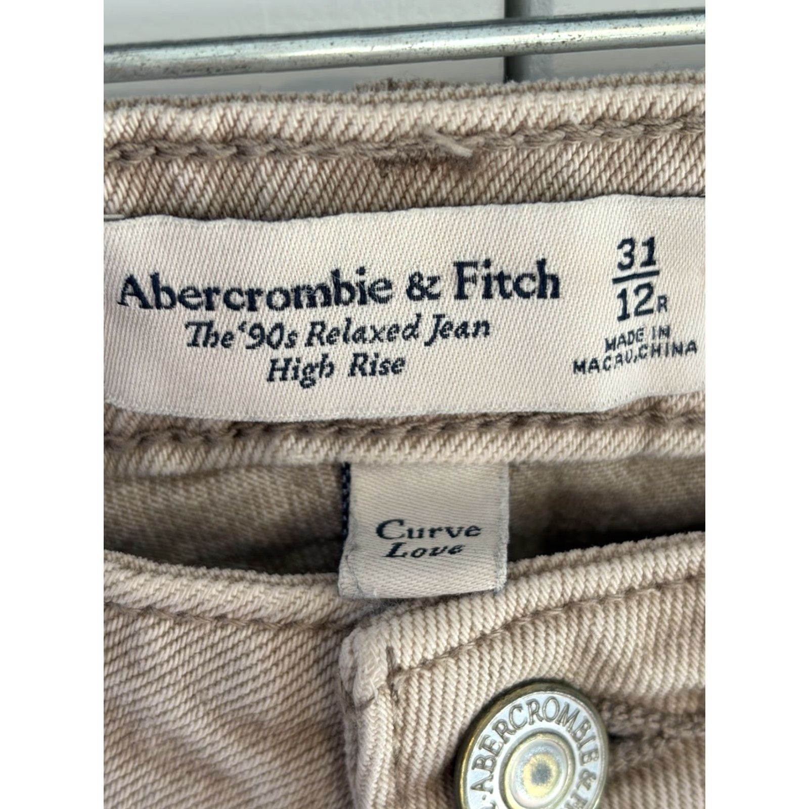 Abercrombie & Fitch Abercrombie & Fitch 90s Jeans Beige Denim Relaxed High Rise Waist size 31 Size 24" / US 00 / IT 34 - 6 Thumbnail