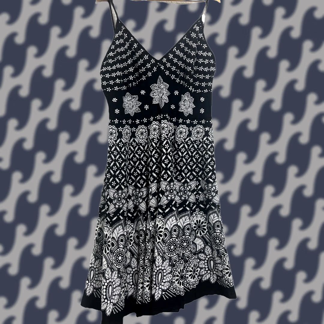 Vintage Magic 100% Cotton Black White Strappy Midi Dress Bohemian 3XL India Size XXL / US 16-18 / IT 52-54 - 1 Thumbnail