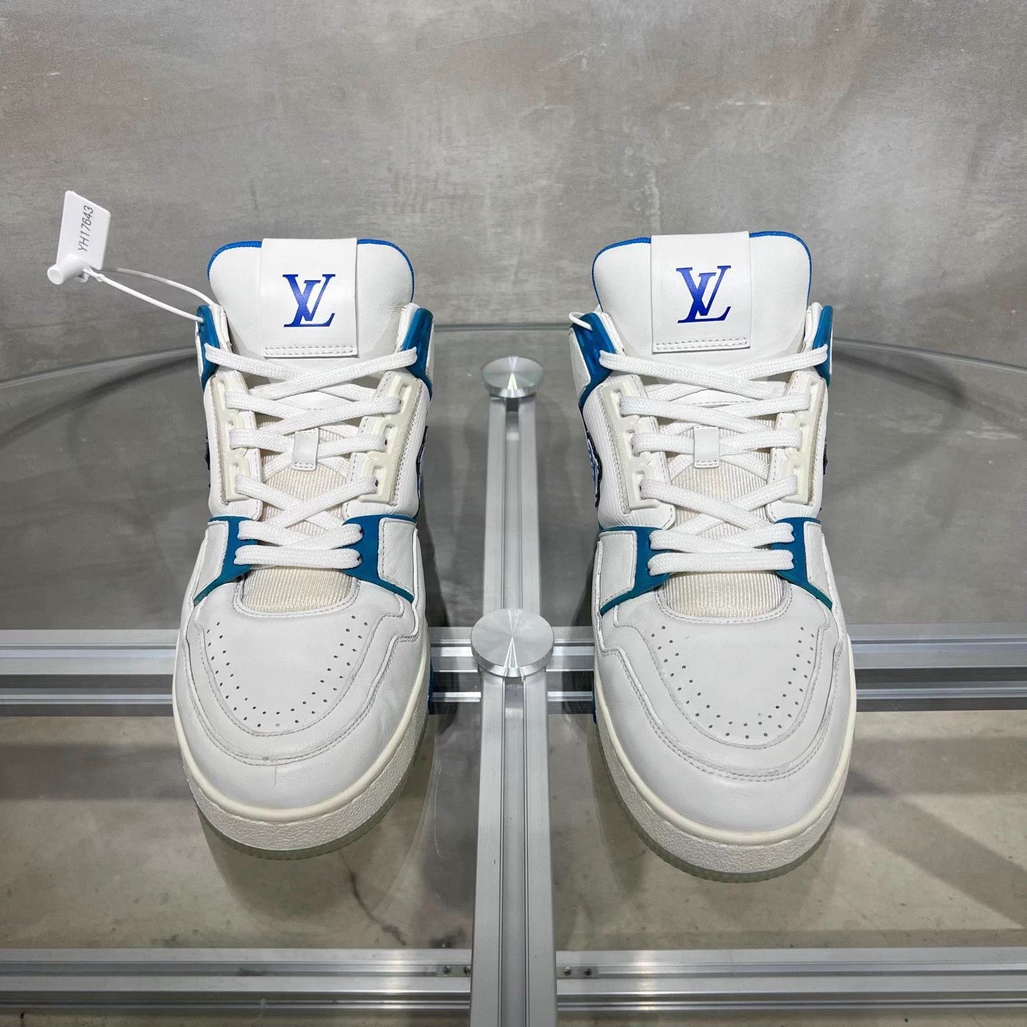 Louis Vuitton LV Trainer High Top White Blue UK8.5 42.5 Size US 9 / EU 42 - 1 Thumbnail