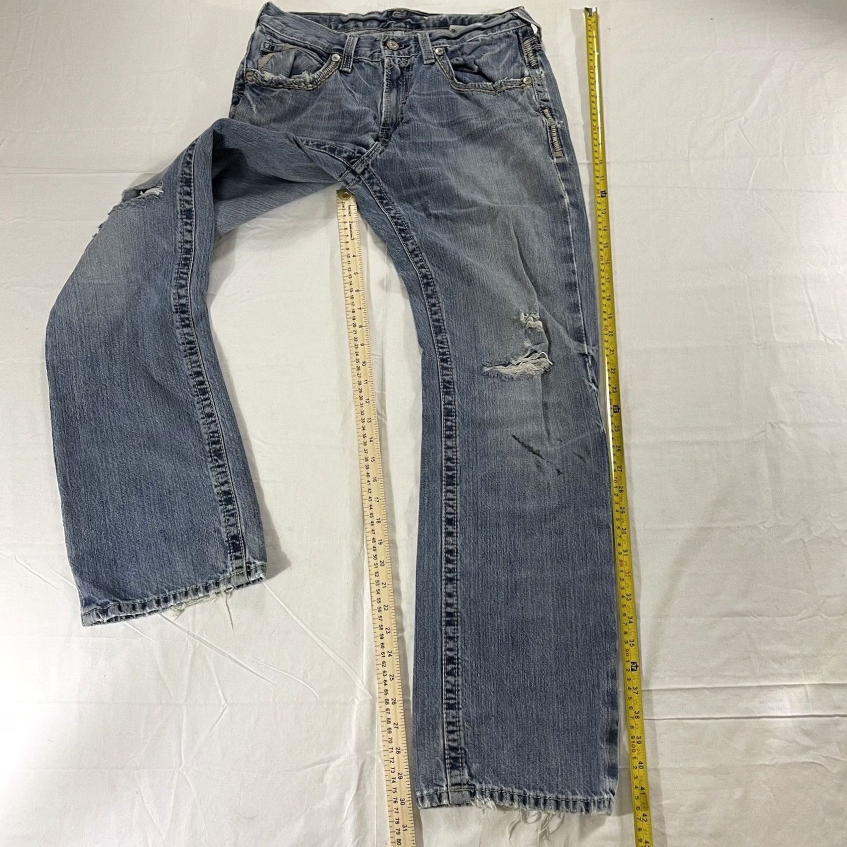 Ariat Ariat Jeans DISTRESSED Slim Straight 100% Cotton 10012703 Jeans Men 32x34 Blue Denim Slim Distressed Modern 90s Mens Size US 30 / EU 46 - 2 Thumbnail