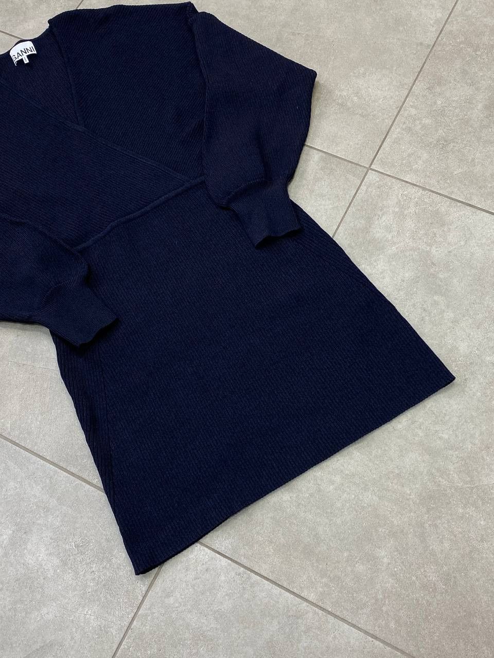 Ganni Ganni 2021 Melange Knit V-Neck Long Sleeve Mini Dress Size L / US 10 / IT 46 - 4 Thumbnail