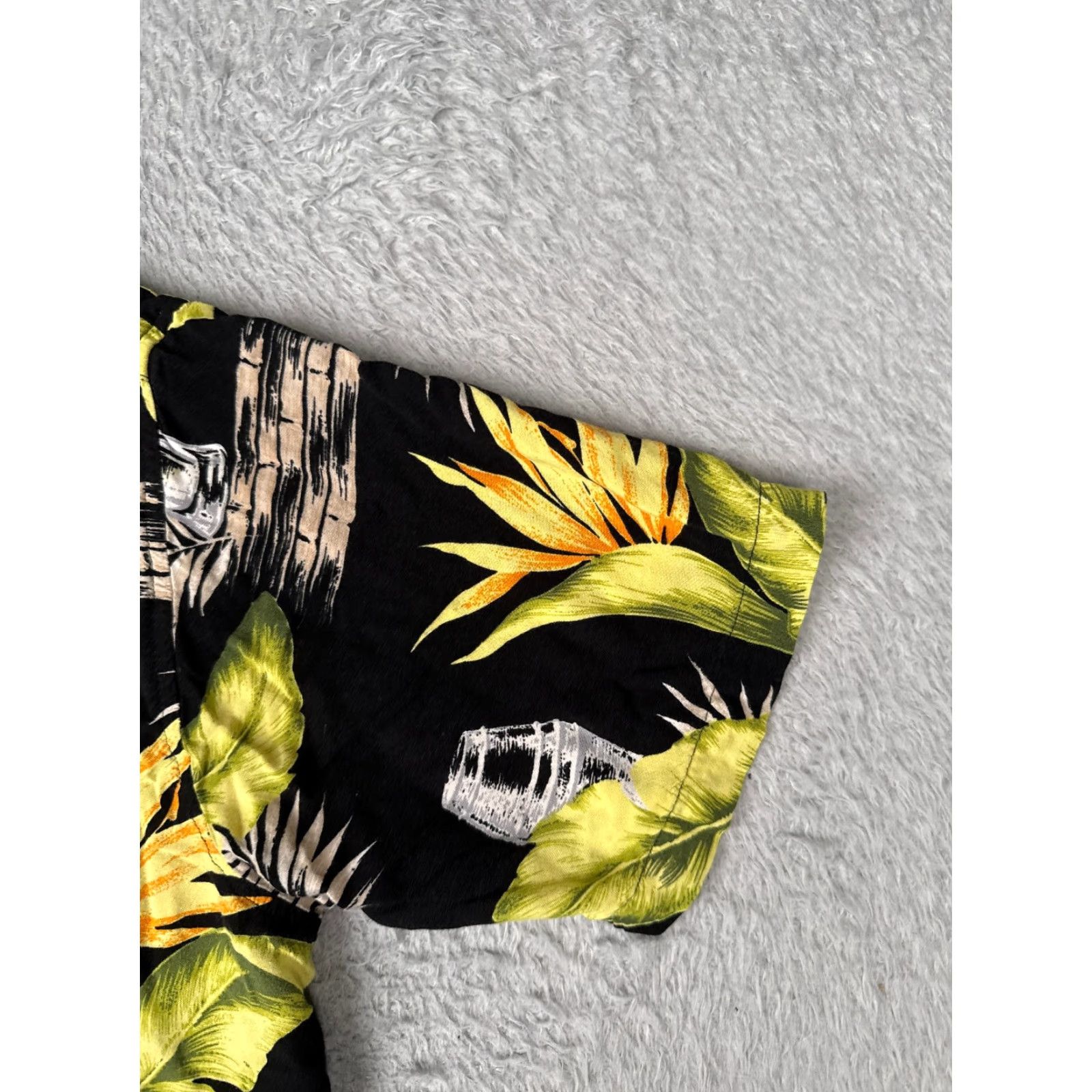 Vintage Junction West Shirt Men Medium Black Floral Button Hawaiian Cocktails Rayon Size US M / EU 48-50 / 2 - 2 Thumbnail