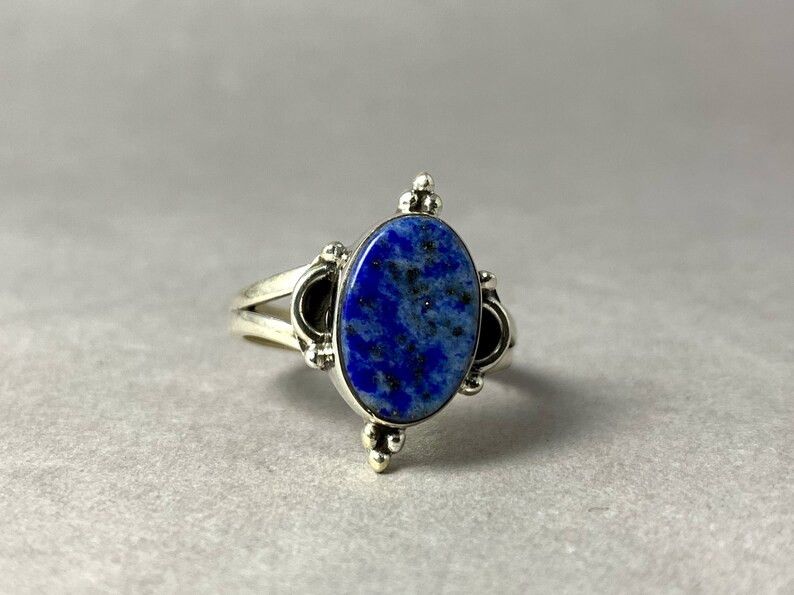 Handmade Lapis Lazuli Ring: Handmade 925 Silver, September Birthstone Size ONE SIZE - 2 Thumbnail