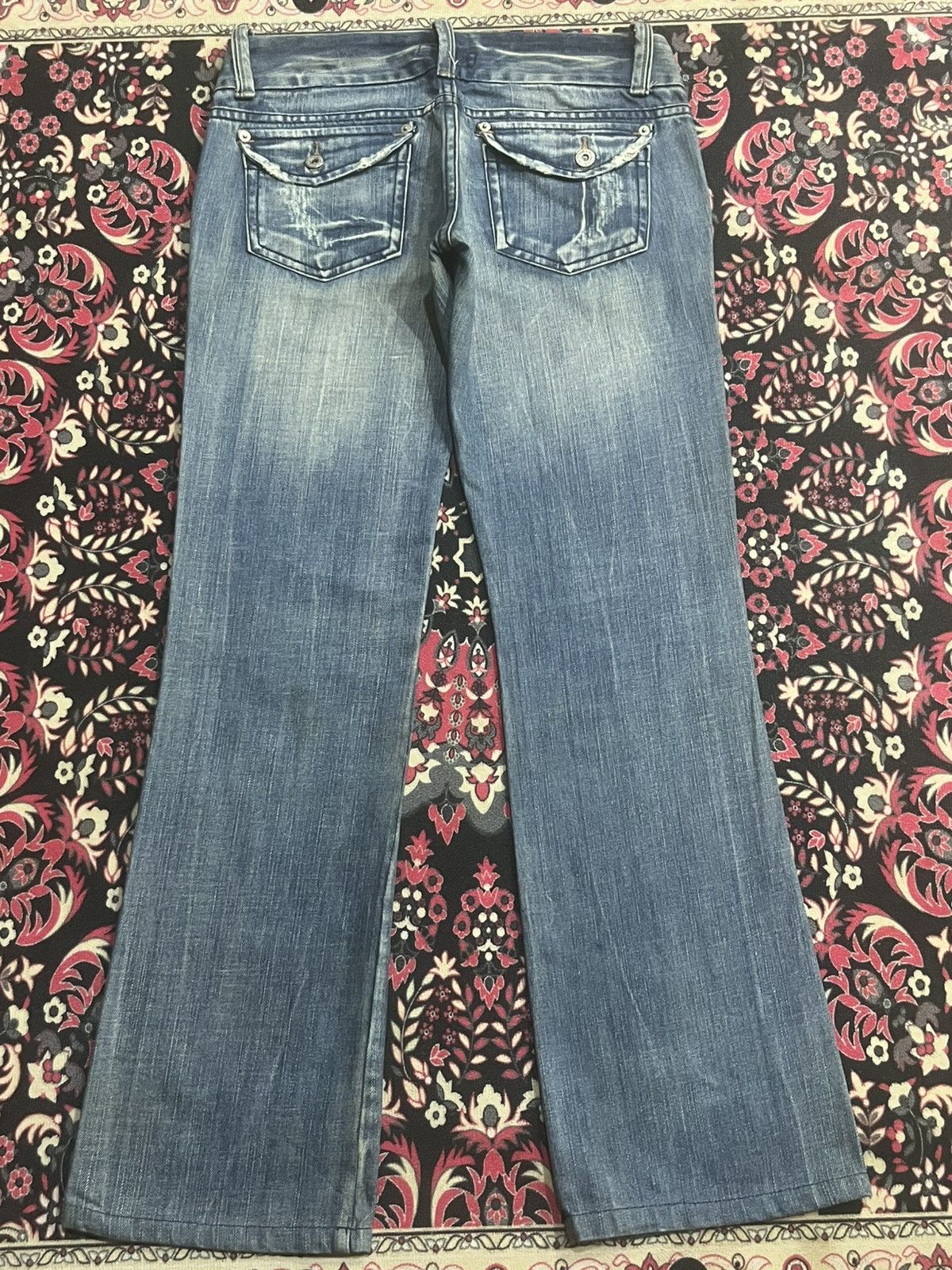 If Six Was Nine Japanese Brand C-ism Low Rise Fringe Distressed Flare Jeans Size 30" / US 8 / IT 44 - 2 Thumbnail