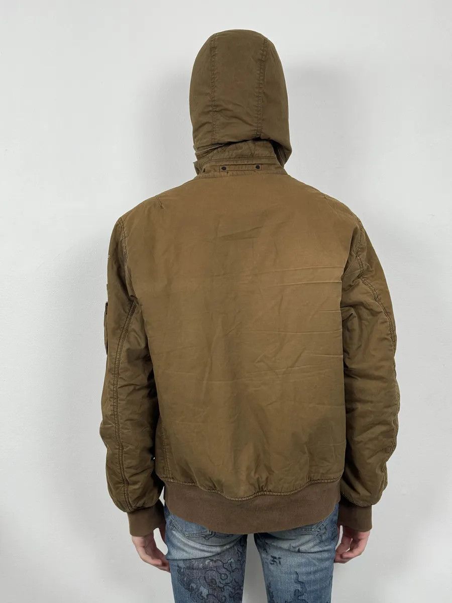2000s Stone Island Brown Hooded Utility Bomber Jacket