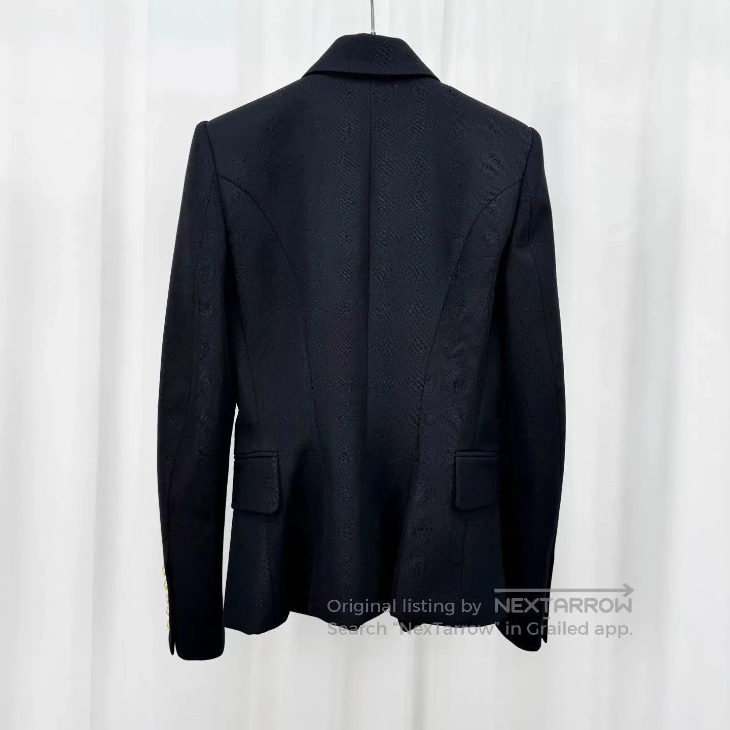 Balmain black wool shoulder pad blazer by balmain. Size M / US 6-8 / IT 42-44 - 2 Thumbnail