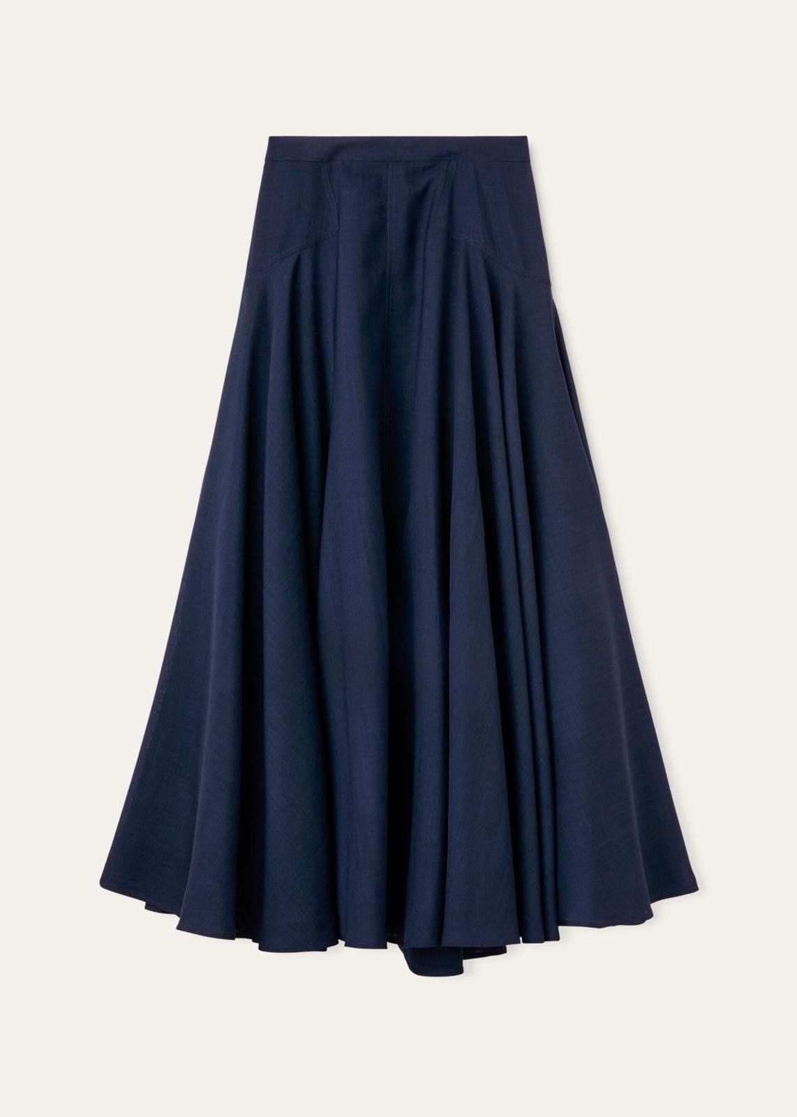 Loro Piana o1srvl11e0225 FAN7058 Flavia Skirt in Navy Blue Size 27" / US 4 / IT 40 - 1 Thumbnail