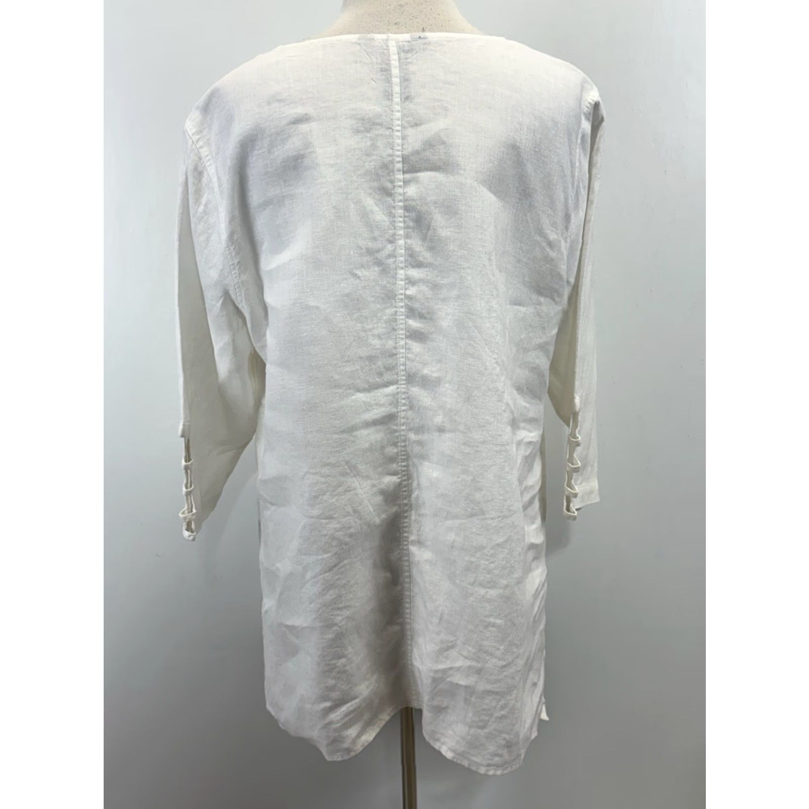 Vintage Ali Miles Linen Tunic Shirt Womens XL White Breathable Lagonlook Coastal Size XL / US 12-14 / IT 48-50 - 3 Thumbnail