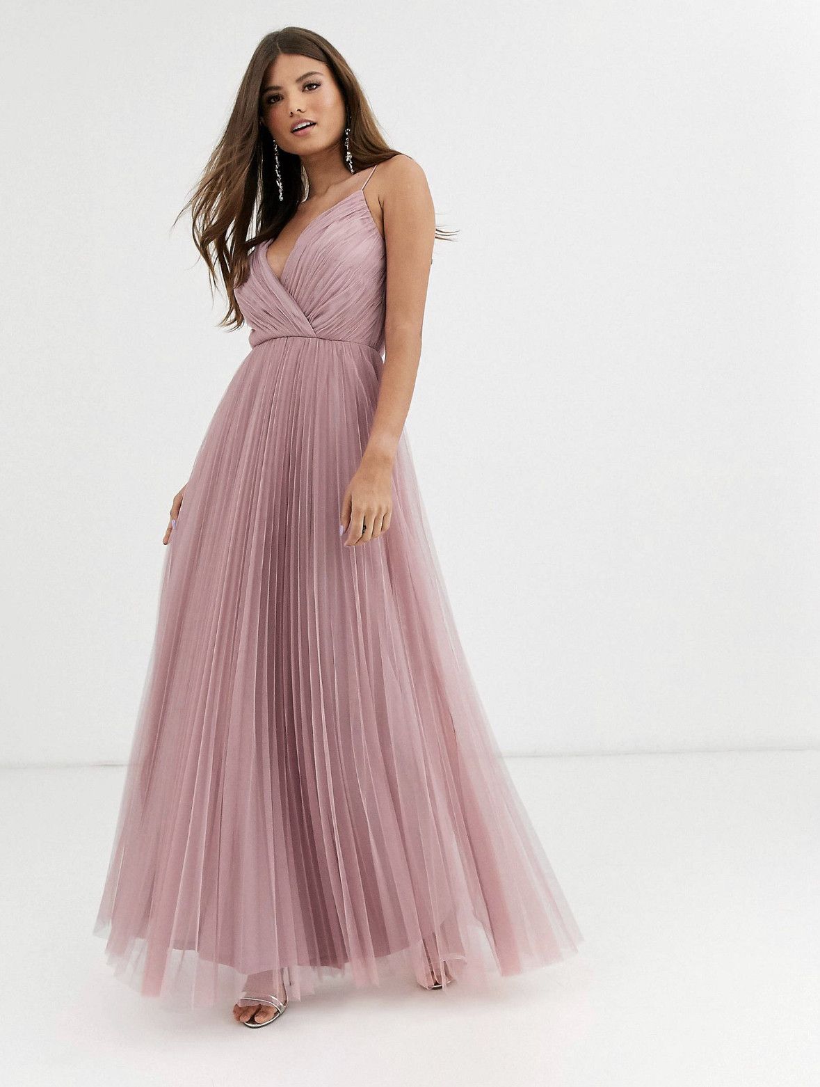 Asos ASOS Bridesmaid dress cami pleated tulle maxi in rose US2 Size XS / US 0-2 / IT 36-38 - 7 Thumbnail