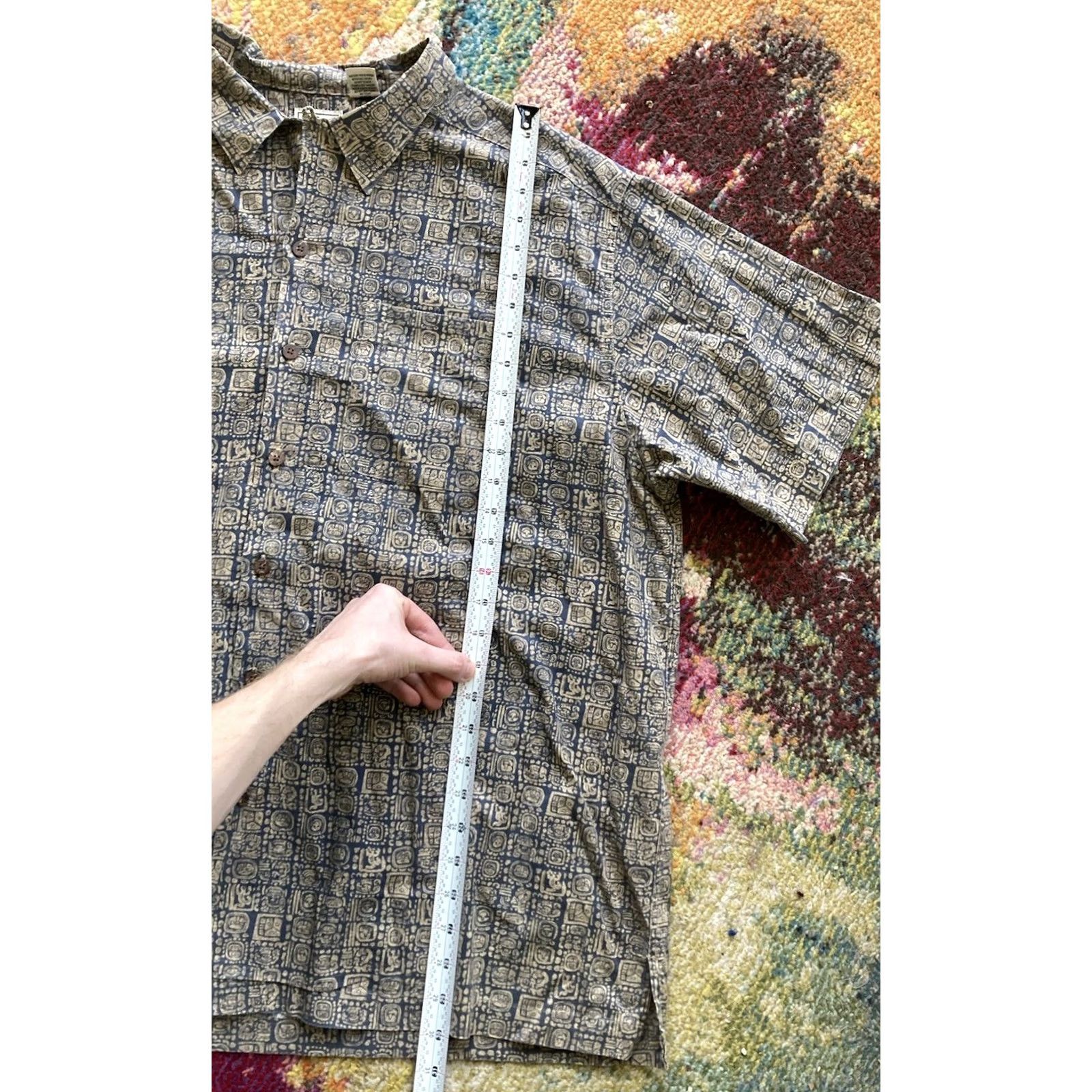 Vintage LL Bean Mens XL Button Up Shirt Tropics Camp Southwest Hawaiian Aztec Collar Casual Size US XL / EU 56 / 4 - 4 Thumbnail