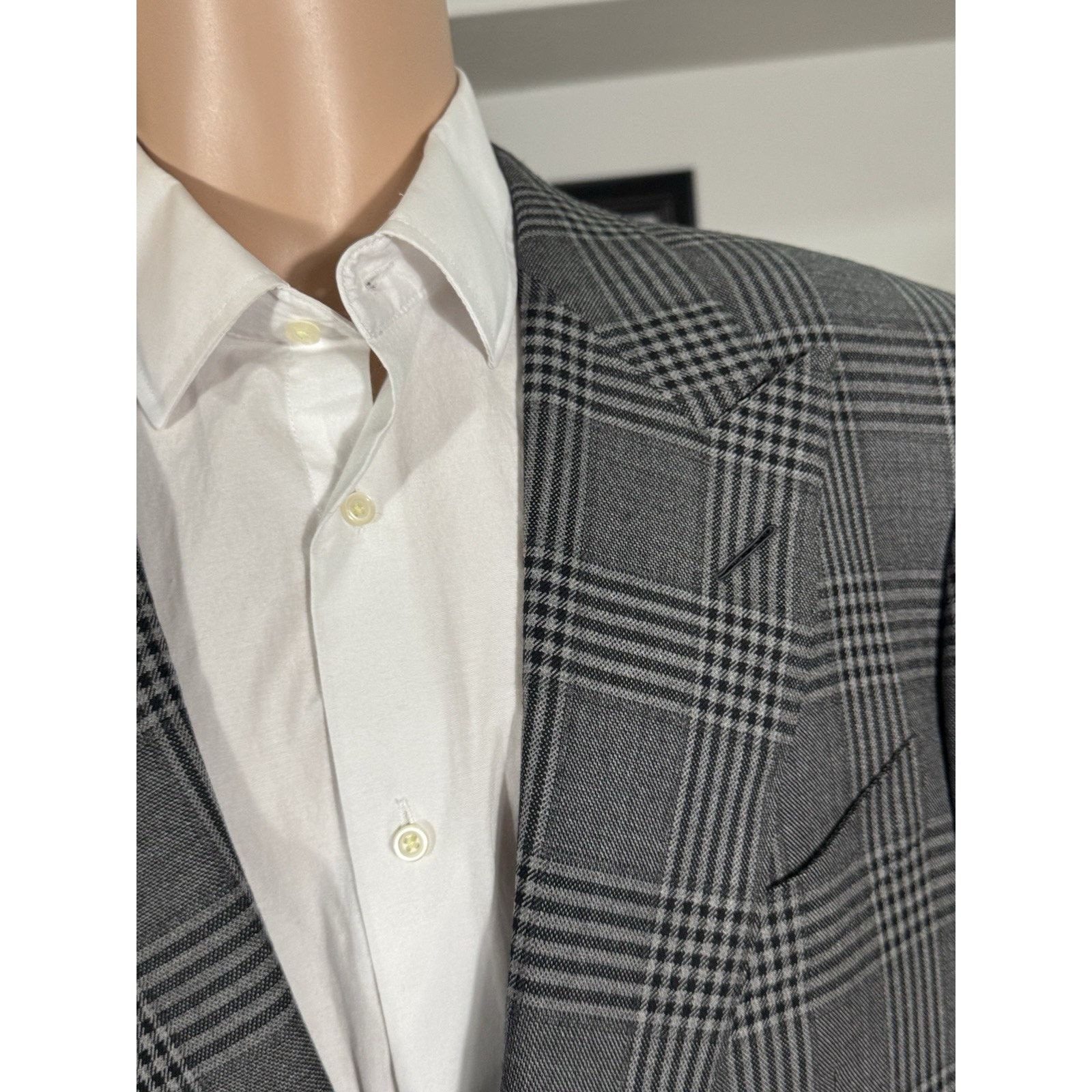 Tom Ford Tom Ford Gray Plaid Peak Lapel Wool Blazer 56R 46R US Size 46R - 11 Thumbnail