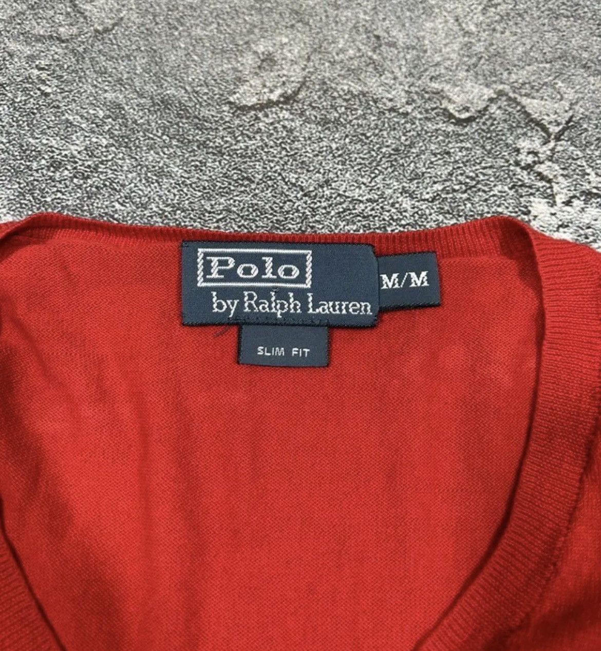 Polo Ralph Lauren × Vintage Polo Ralph Lauren Red V-Neck Sweater Slim Fit Size US M / EU 48-50 / 2 - 3 Thumbnail