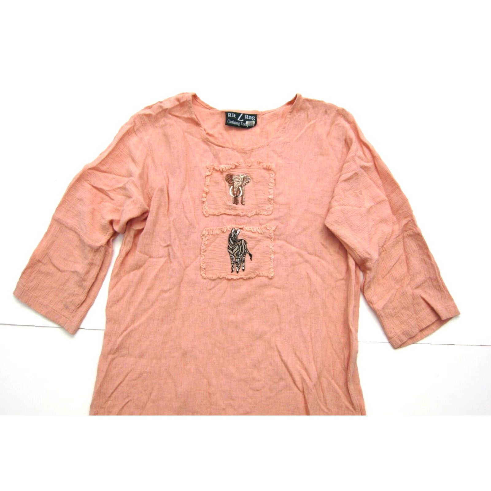 Vintage VINTAGE Rit Rag Clothing Company Cotton Pink Elephant Zebra Tunic 3/4 Sleeve Dress S-M Size S / US 4 / IT 40 - 3 Thumbnail