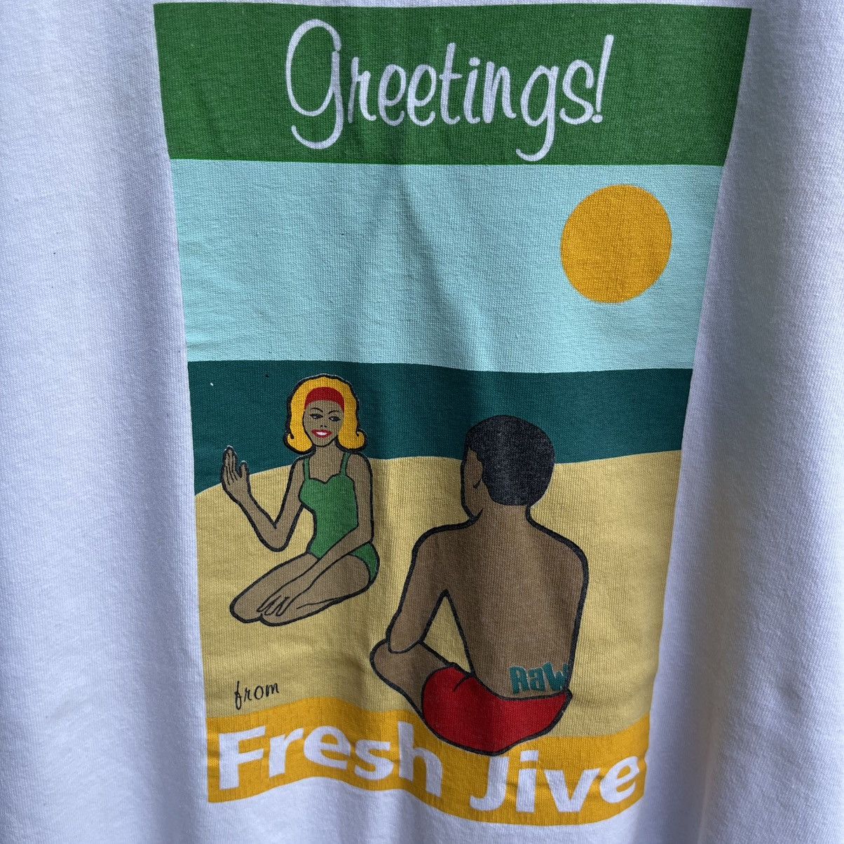 Freshjive Vintage 90s FRESHJIVE usa raw vibes tee rave Size US XL / EU 56 / 4 - 4 Thumbnail
